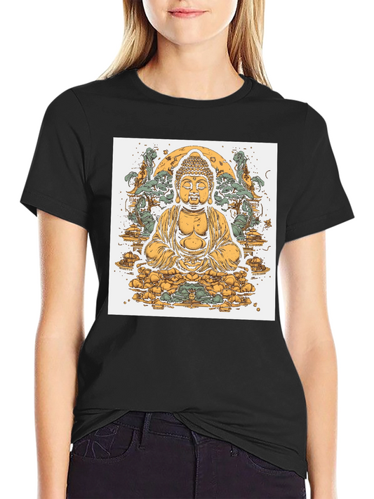 Buddha Graphic Tee - Black Cotton Blend