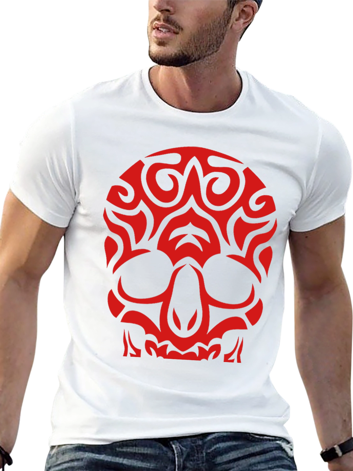 Skull Graphic T-Shirt - Bold Red Design on Black
