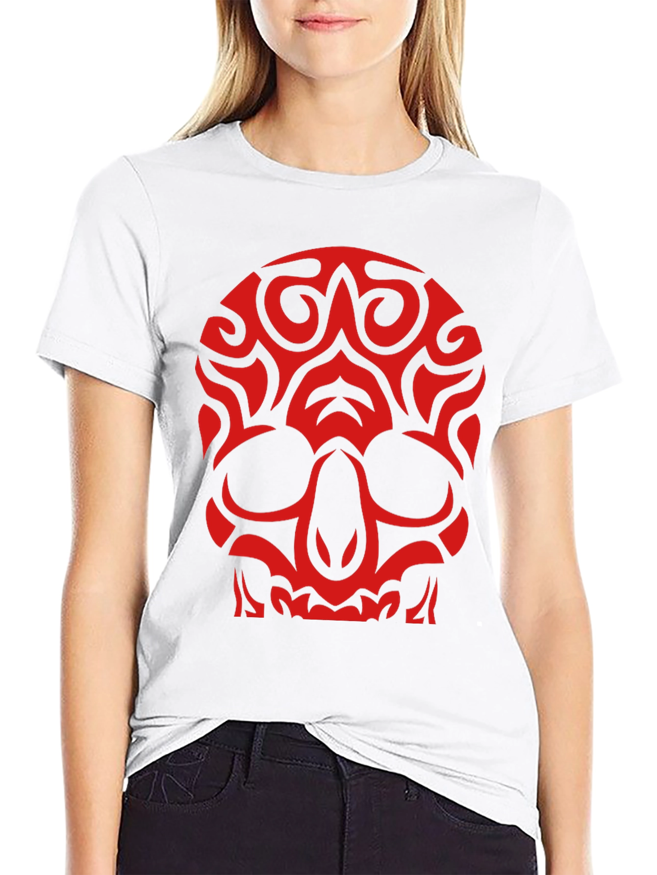 Skull Graphic T-Shirt - Bold Red Design on Black