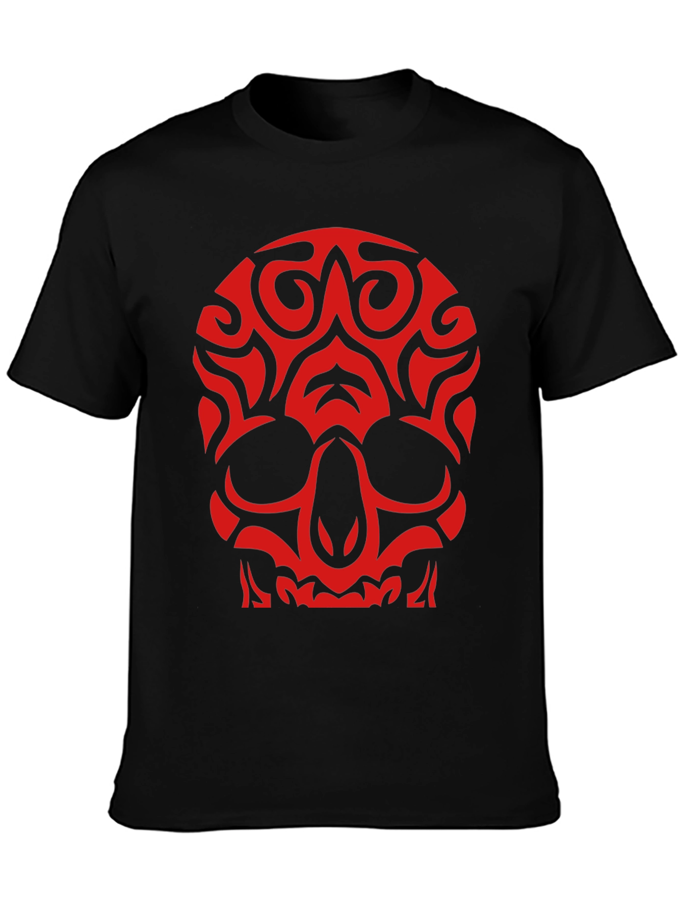 Skull Graphic T-Shirt - Bold Red Design on Black
