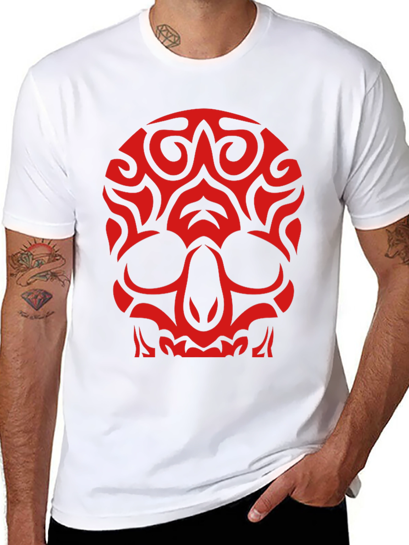 Skull Graphic T-Shirt - Bold Red Design on Black