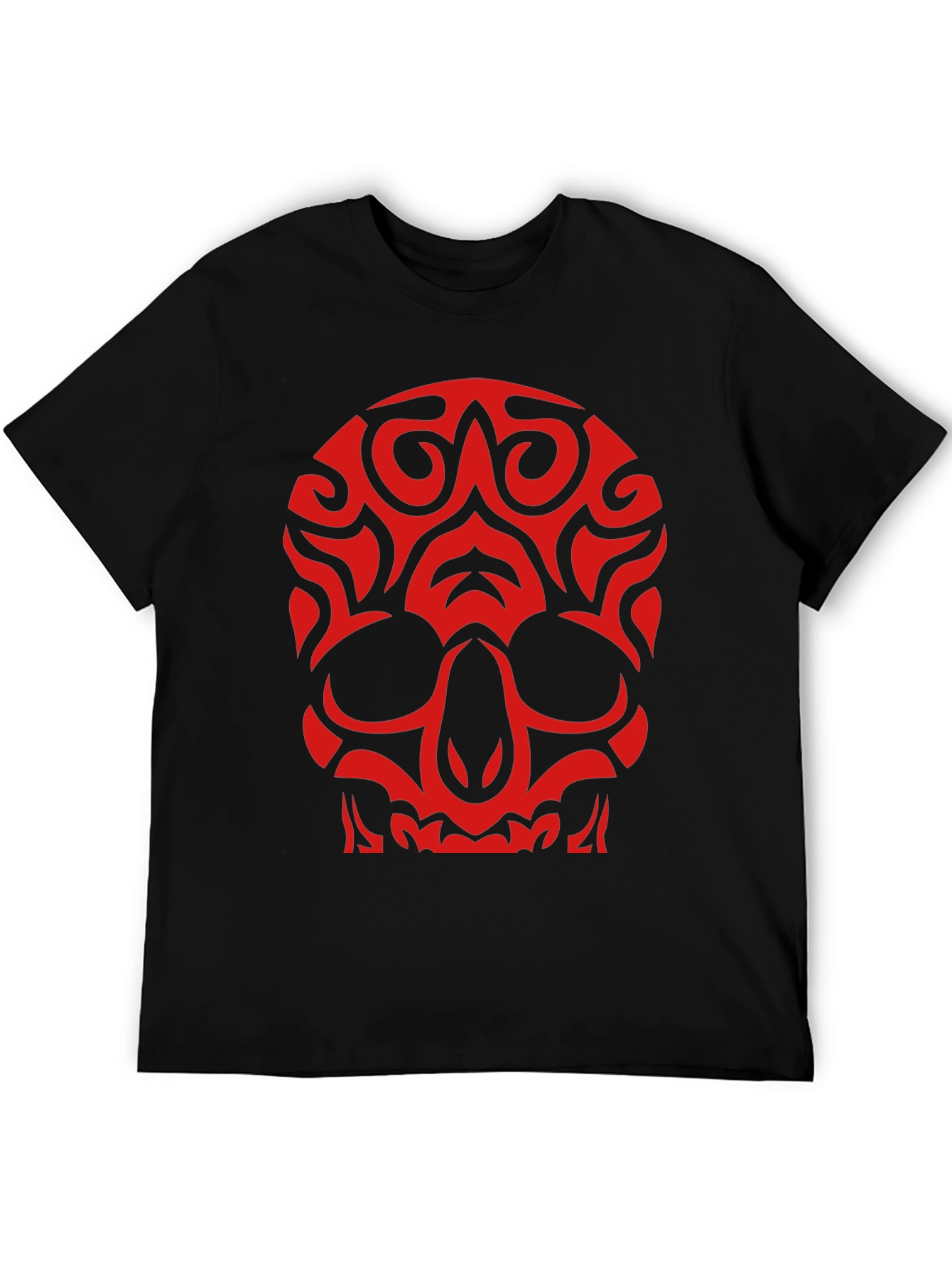 Skull Graphic T-Shirt - Bold Red Design on Black