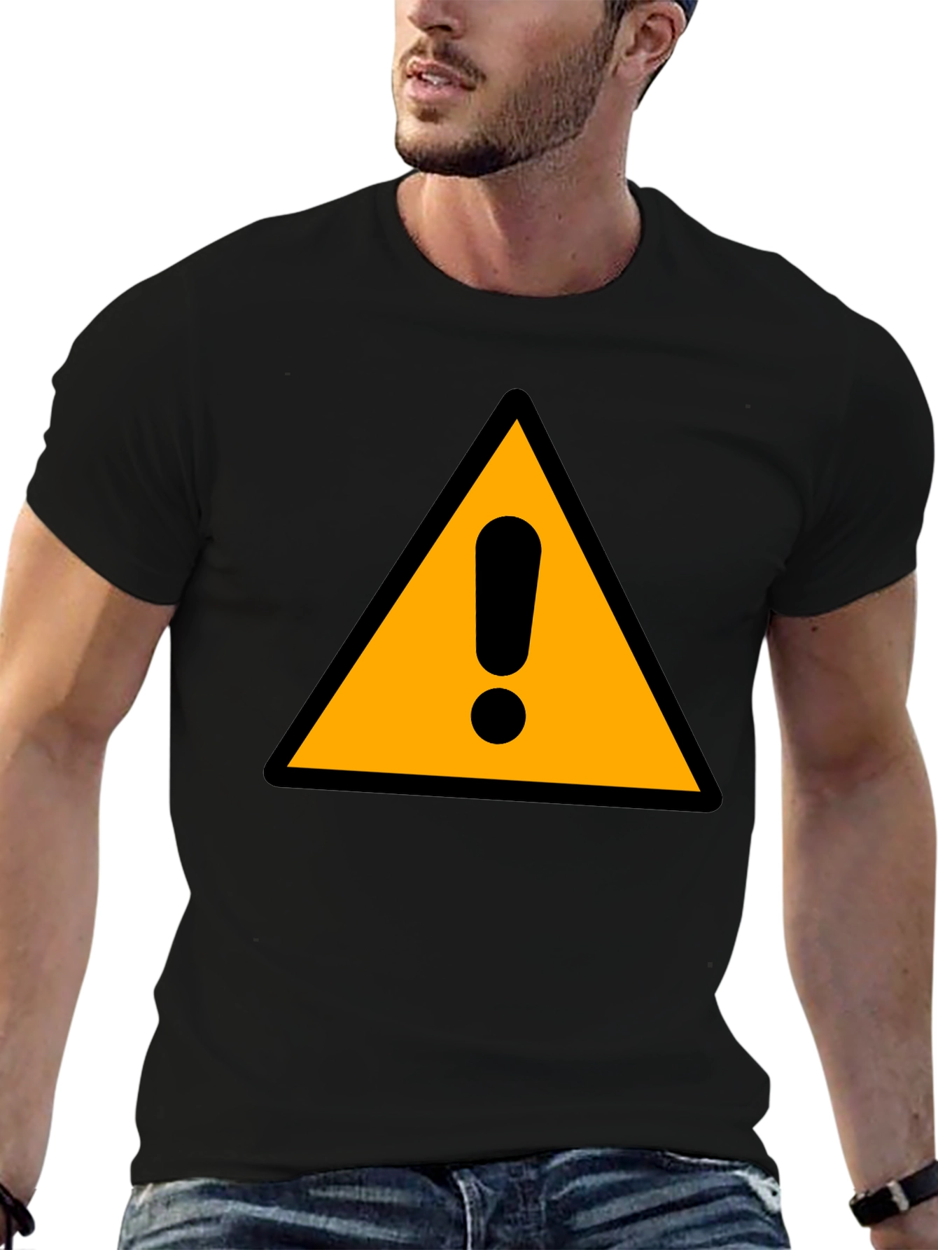 Warning Sign Black T-Shirt - Caution Graphic Tee