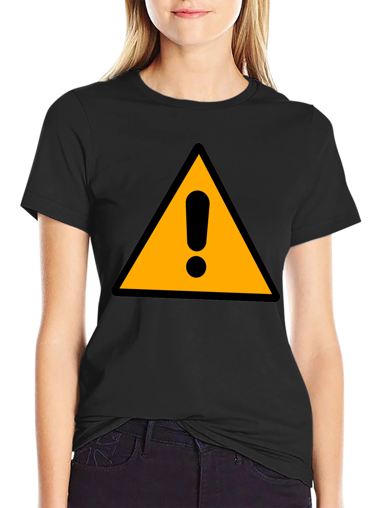 Warning Sign Black T-Shirt - Caution Graphic Tee