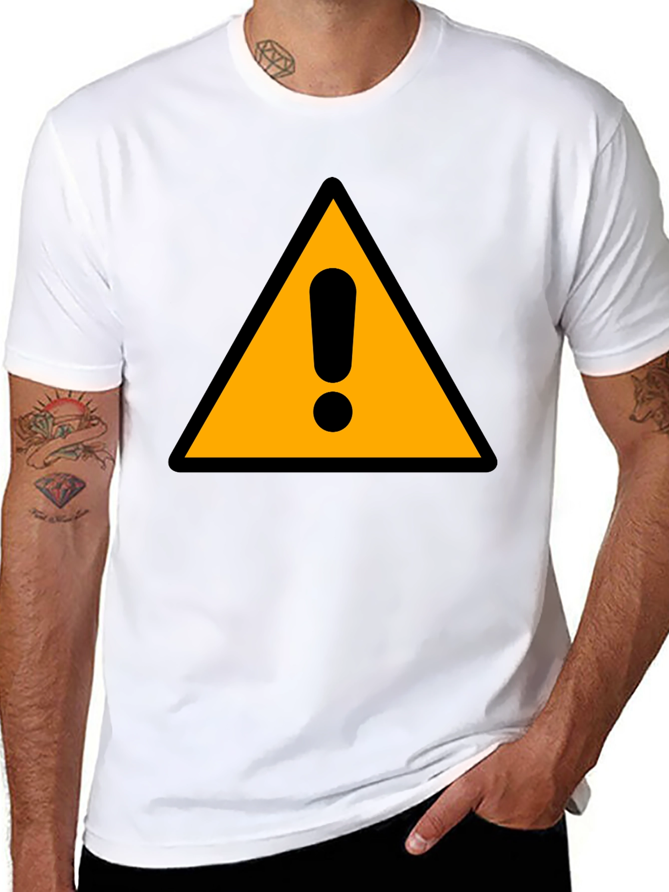 Warning Sign Black T-Shirt - Caution Graphic Tee