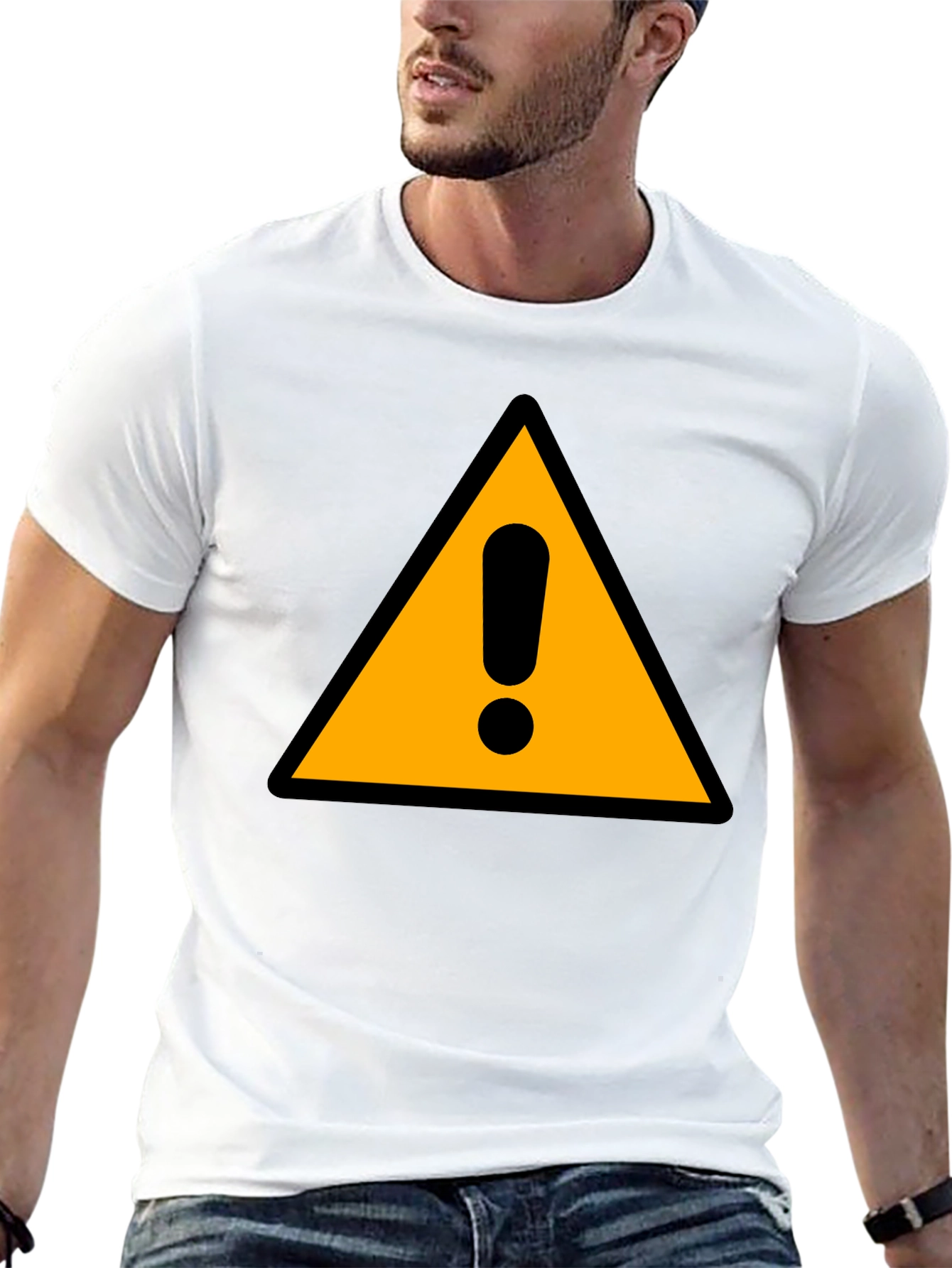Warning Sign Black T-Shirt - Caution Graphic Tee