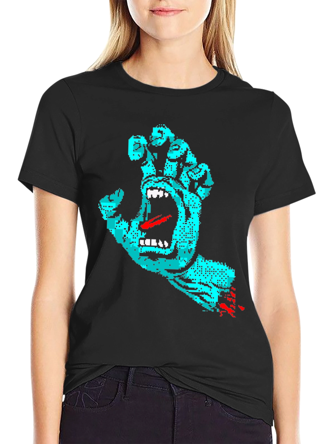 Pixelated Screaming Hand Graphic Tee