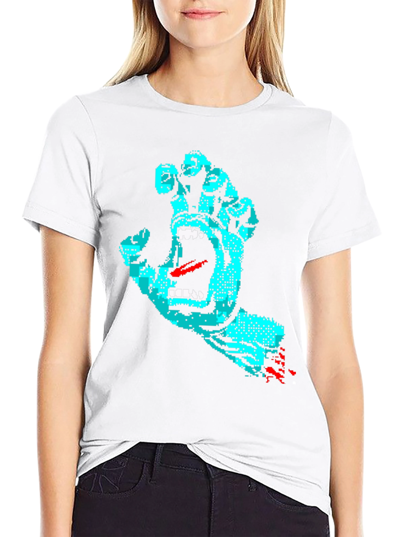 Pixelated Screaming Hand Graphic Tee