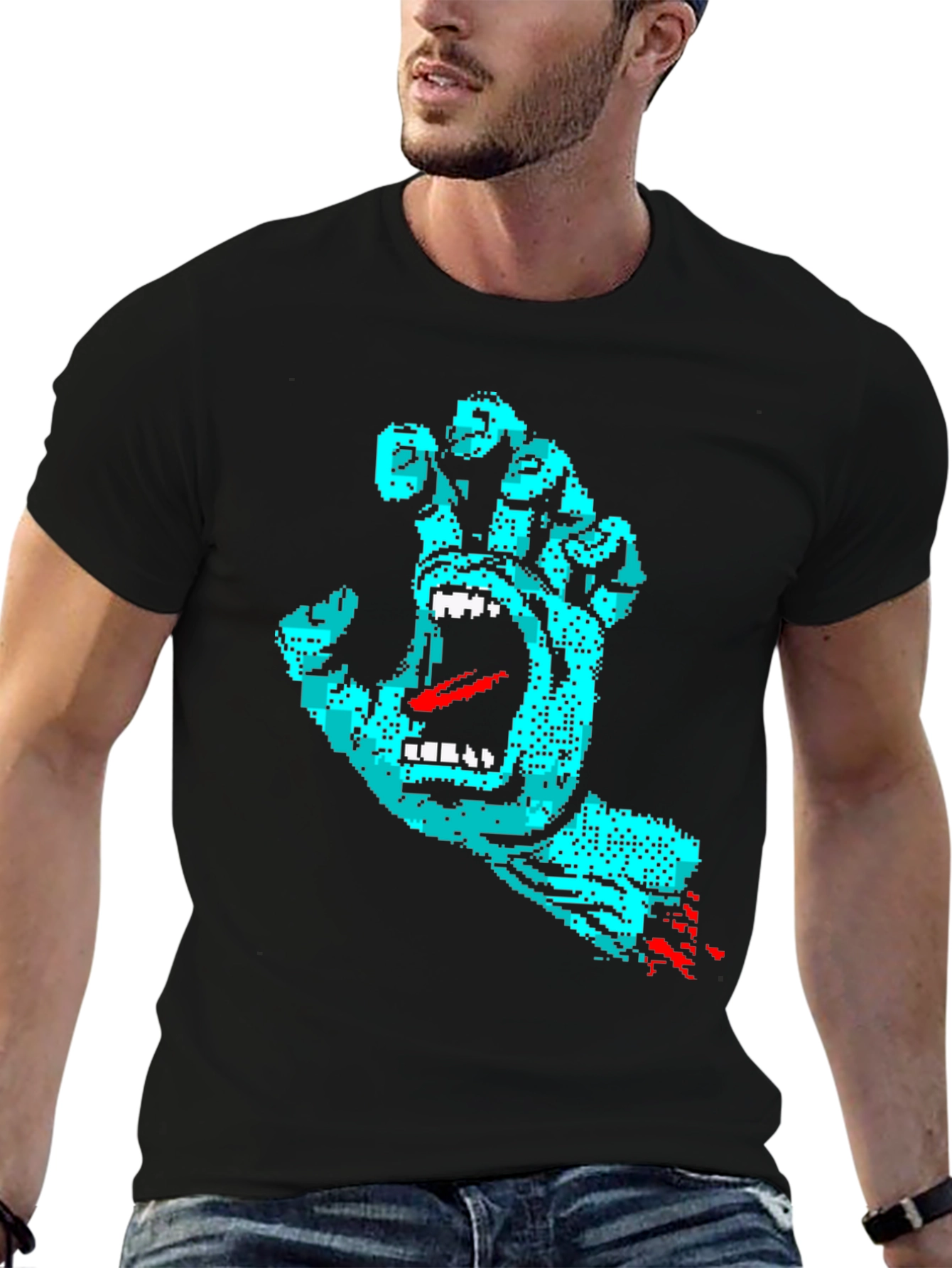 Pixelated Screaming Hand Graphic Tee