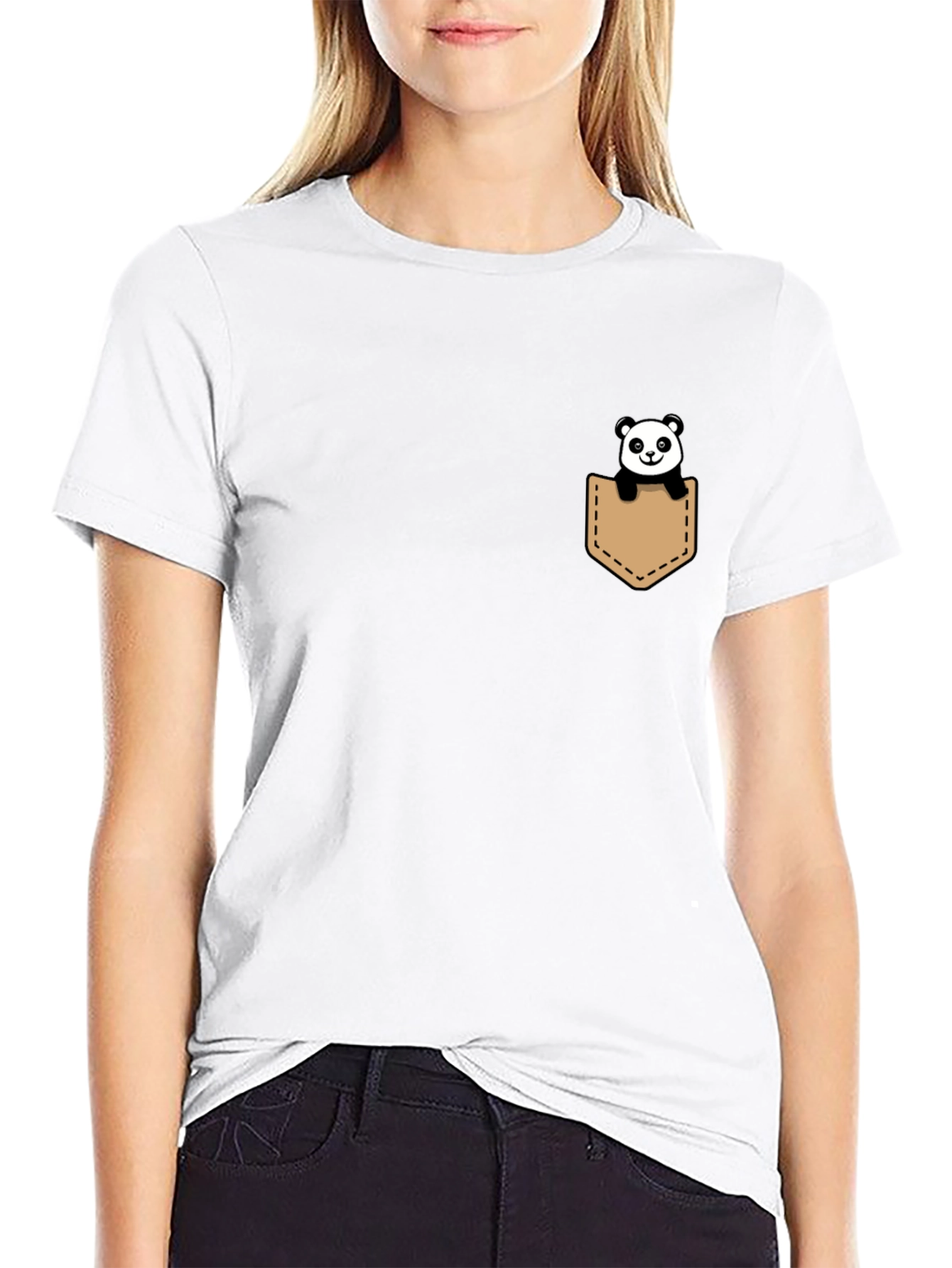 Panda Pocket Tee - Cute & Casual Black T-Shirt
