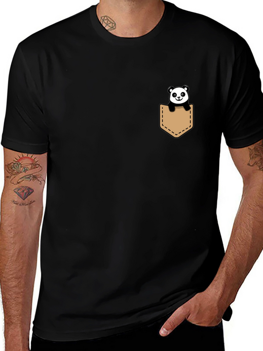 Panda Pocket Tee - Cute & Casual Black T-Shirt