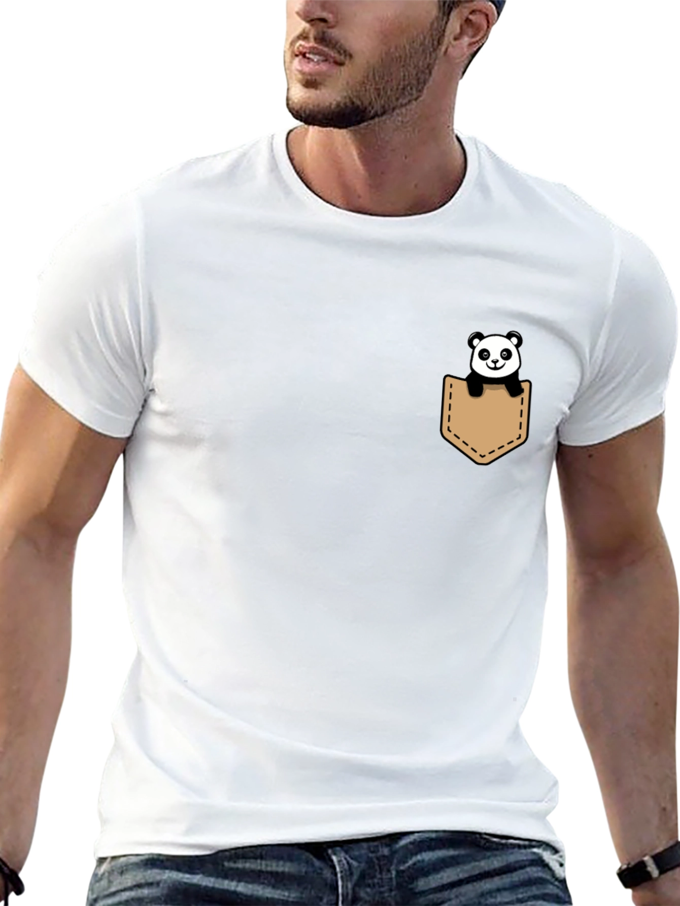 Panda Pocket Tee - Cute & Casual Black T-Shirt