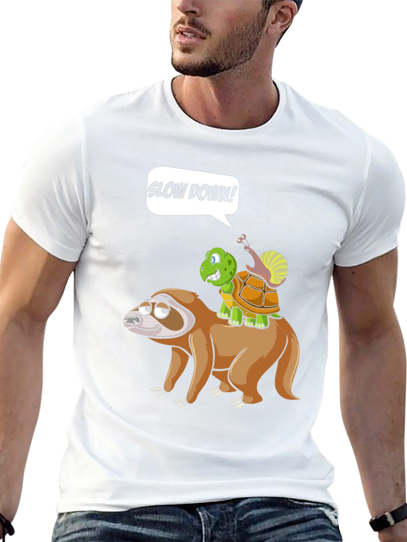 Funny Slow Down Sloth Turtle and Snail T-Shirt