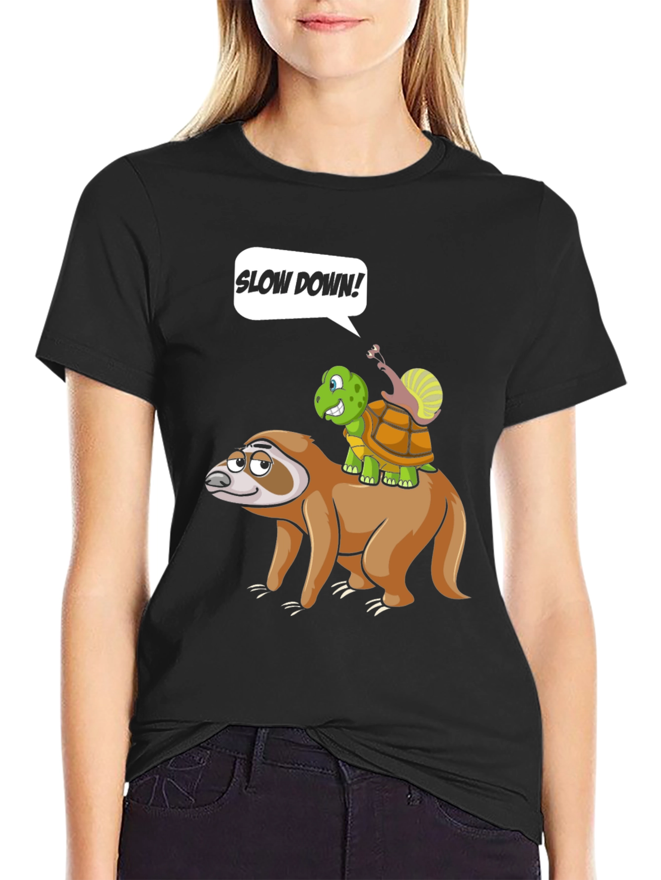 Funny Slow Down Sloth Turtle and Snail T-Shirt