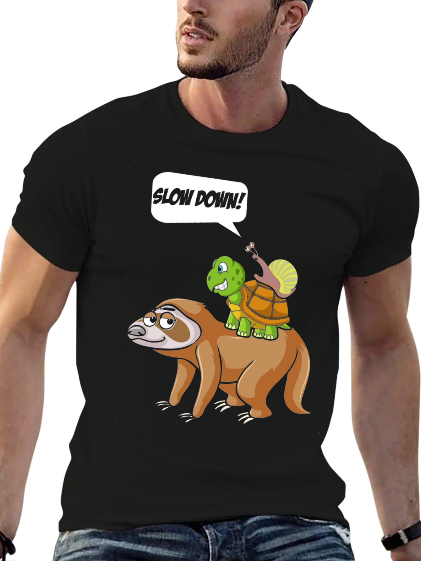 Funny Slow Down Sloth Turtle and Snail T-Shirt