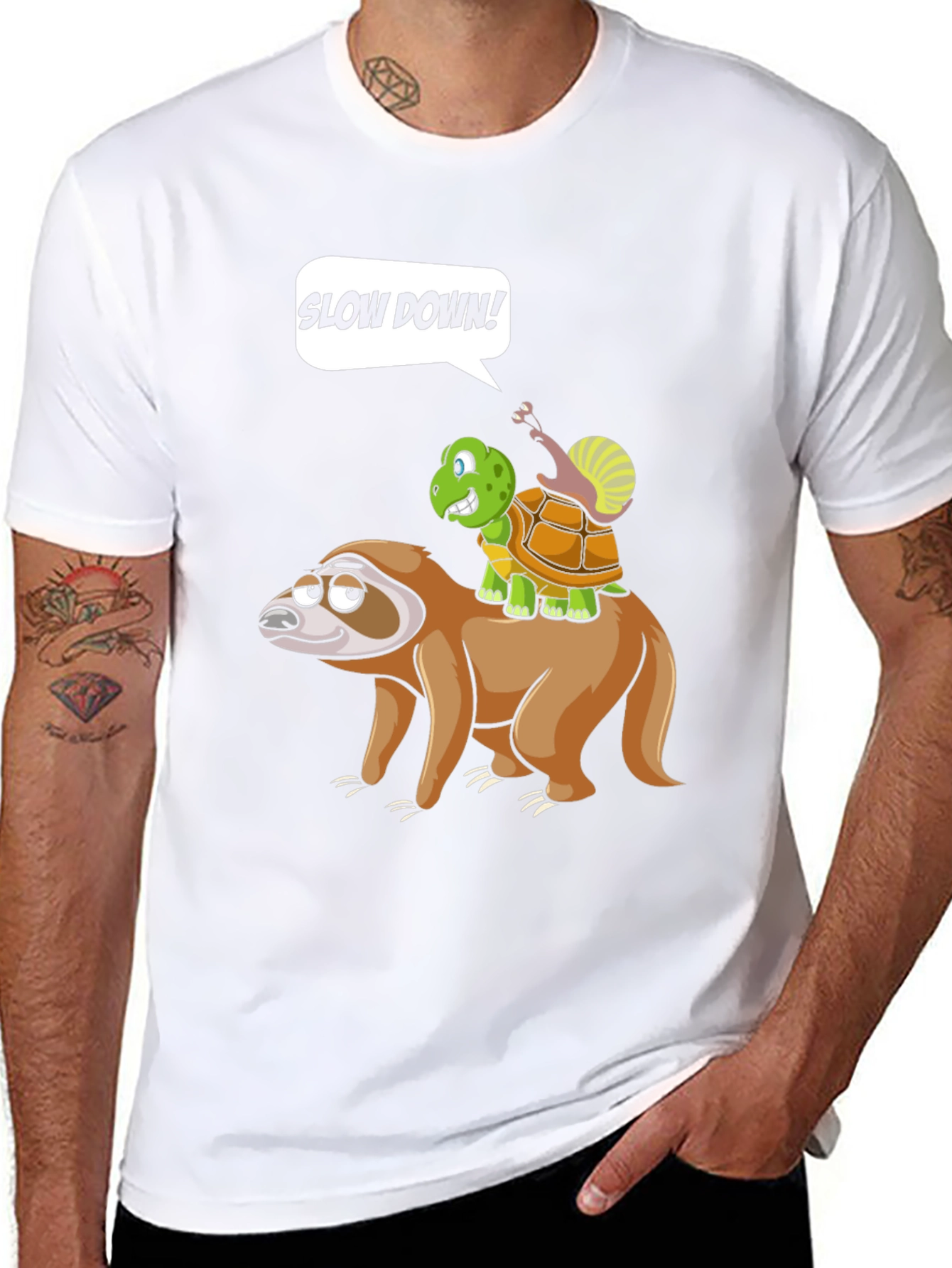 Funny Slow Down Sloth Turtle and Snail T-Shirt