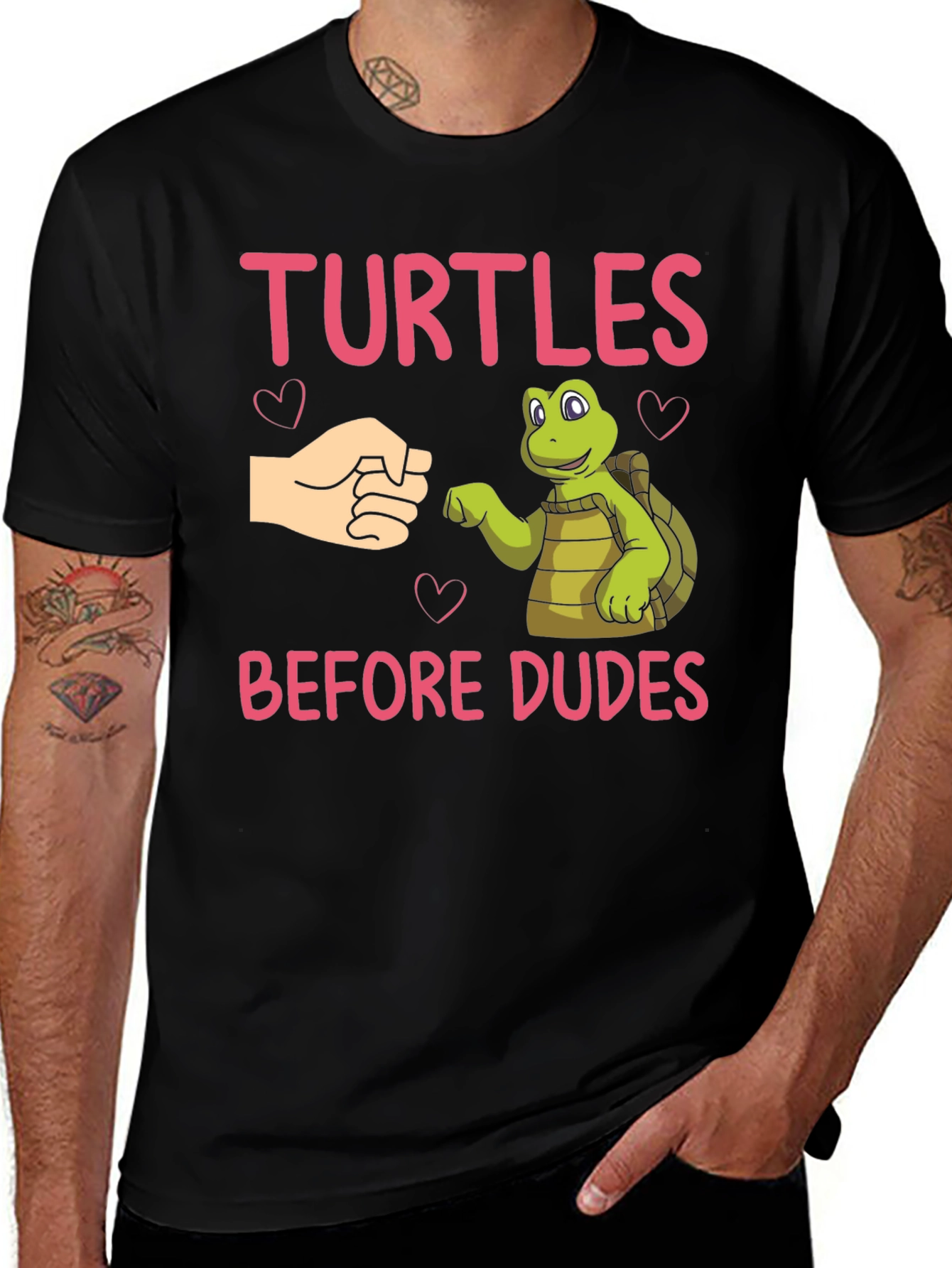Turtles Before Dudes Black T-Shirt