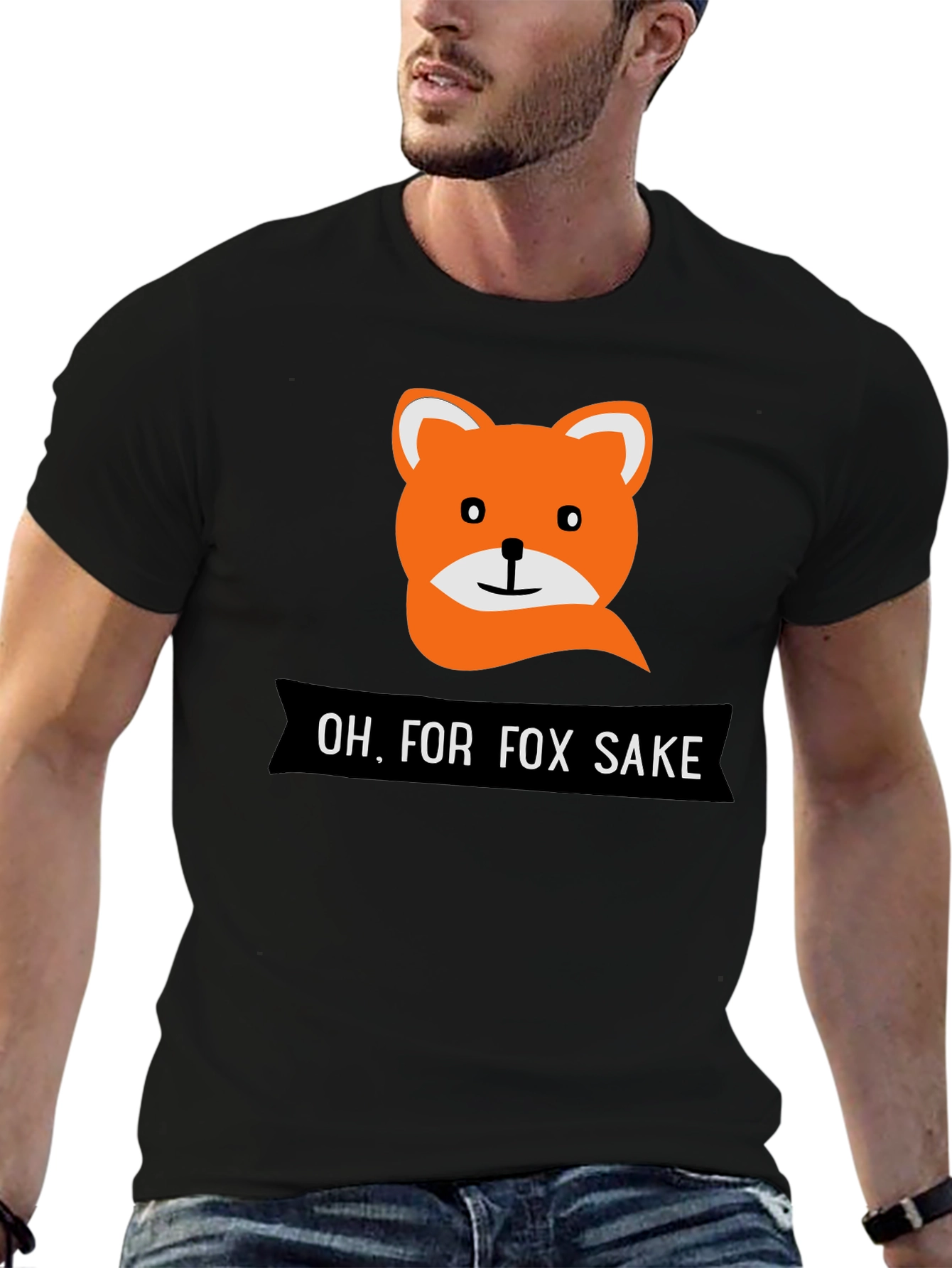 Funny Fox Sake Graphic T-Shirt - Mens Black Tee