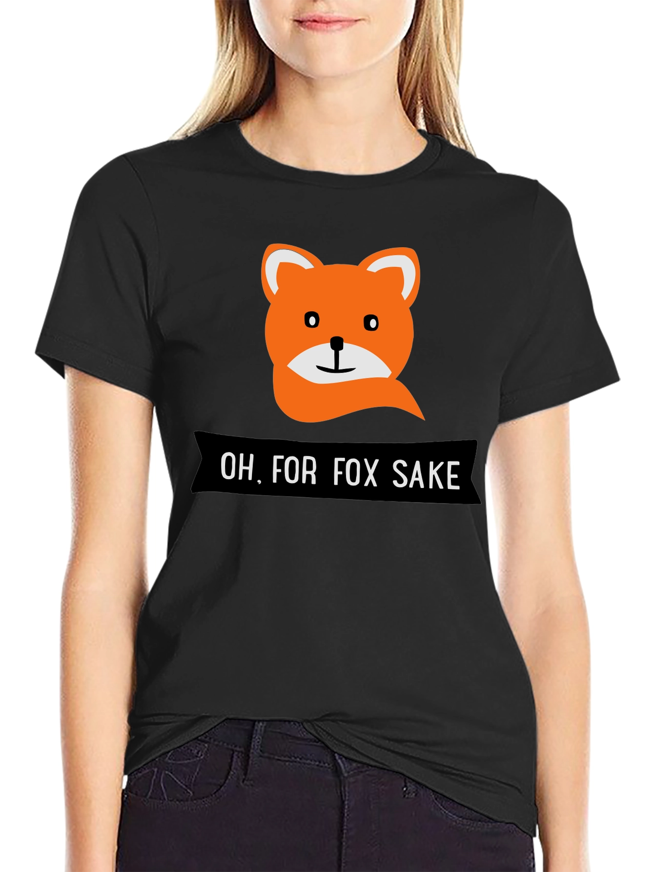 Funny Fox Sake Graphic T-Shirt - Mens Black Tee