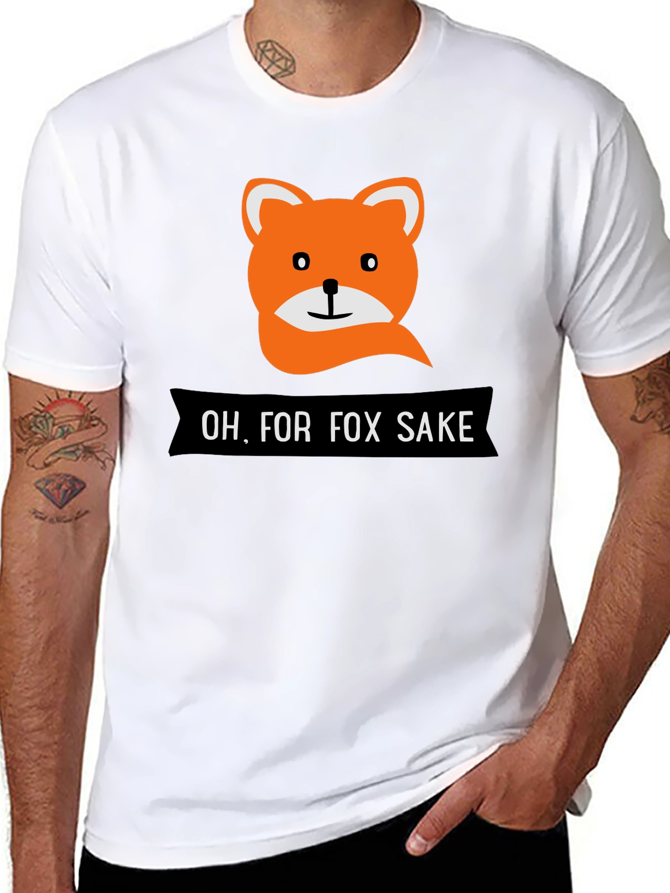Funny Fox Sake Graphic T-Shirt - Mens Black Tee