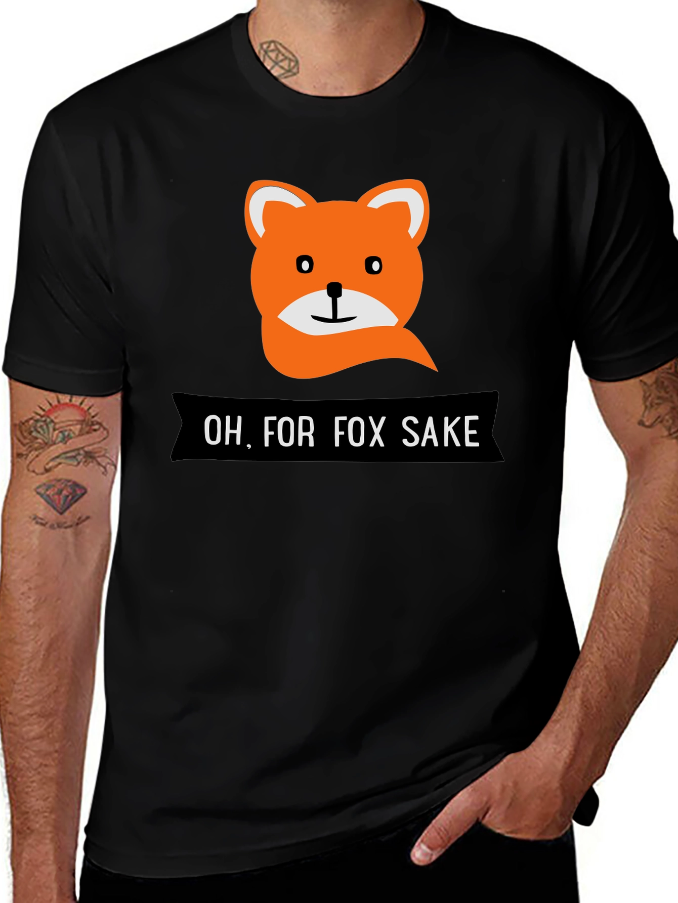 Funny Fox Sake Graphic T-Shirt - Mens Black Tee