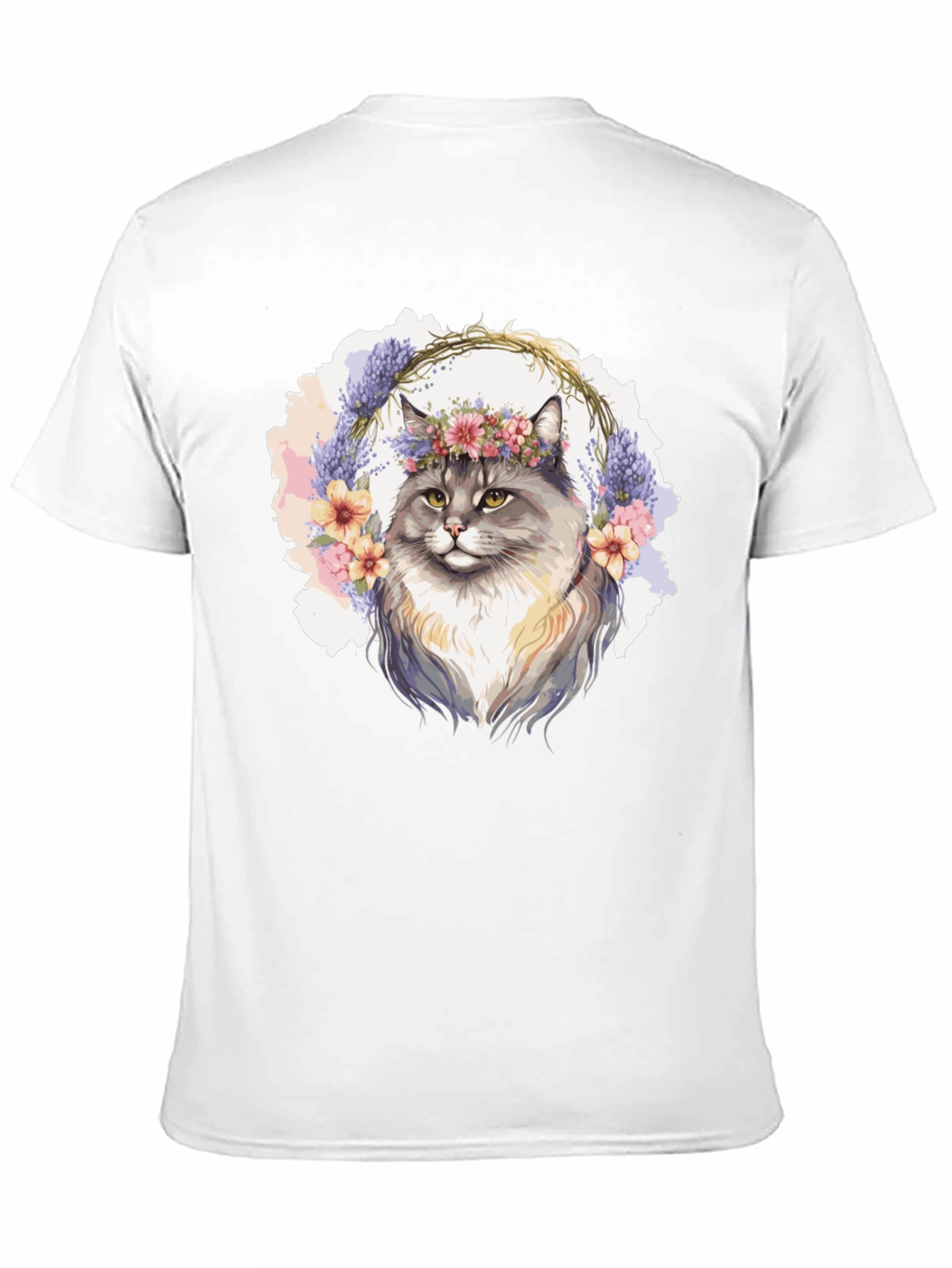 Floral Crown Cat T-Shirt - Unisex Black Tee