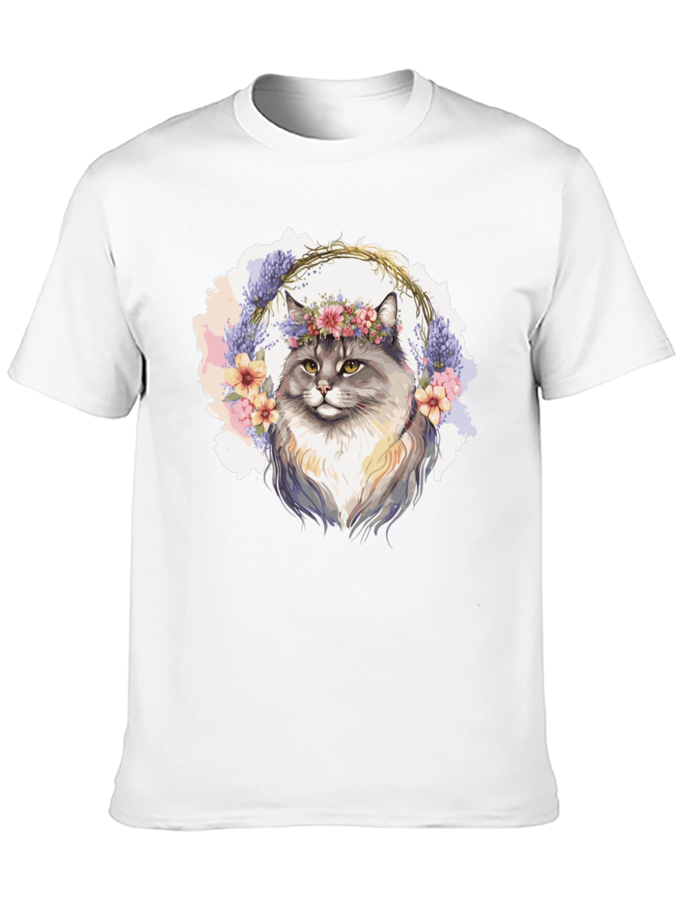Floral Crown Cat T-Shirt - Unisex Black Tee
