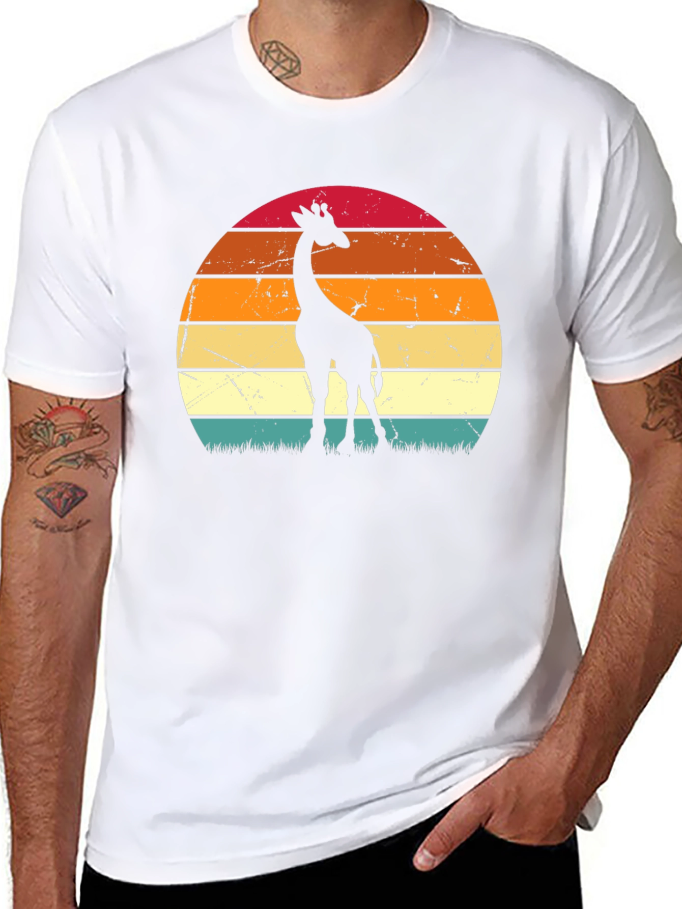 Retro Giraffe Sunset T-Shirt