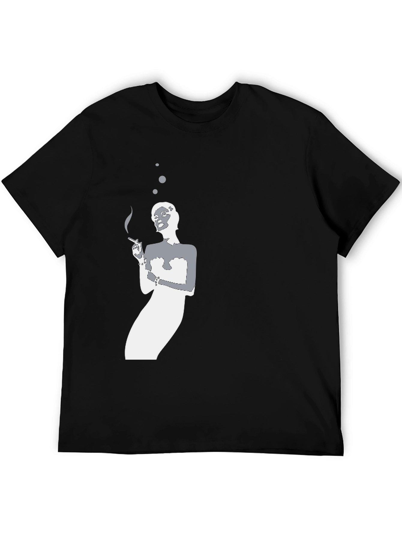 Smoking Silhouette Graphic Tee - Black Cotton T-Shirt