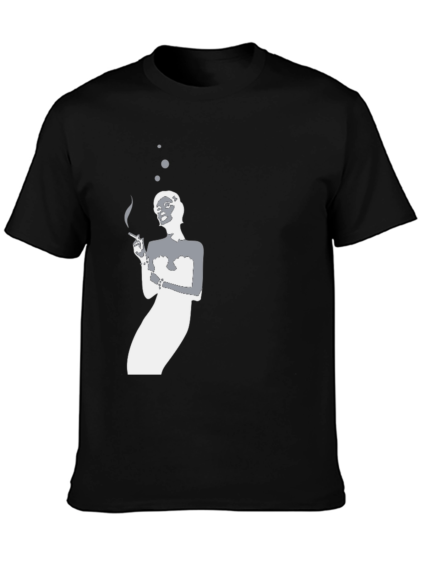 Smoking Silhouette Graphic Tee - Black Cotton T-Shirt