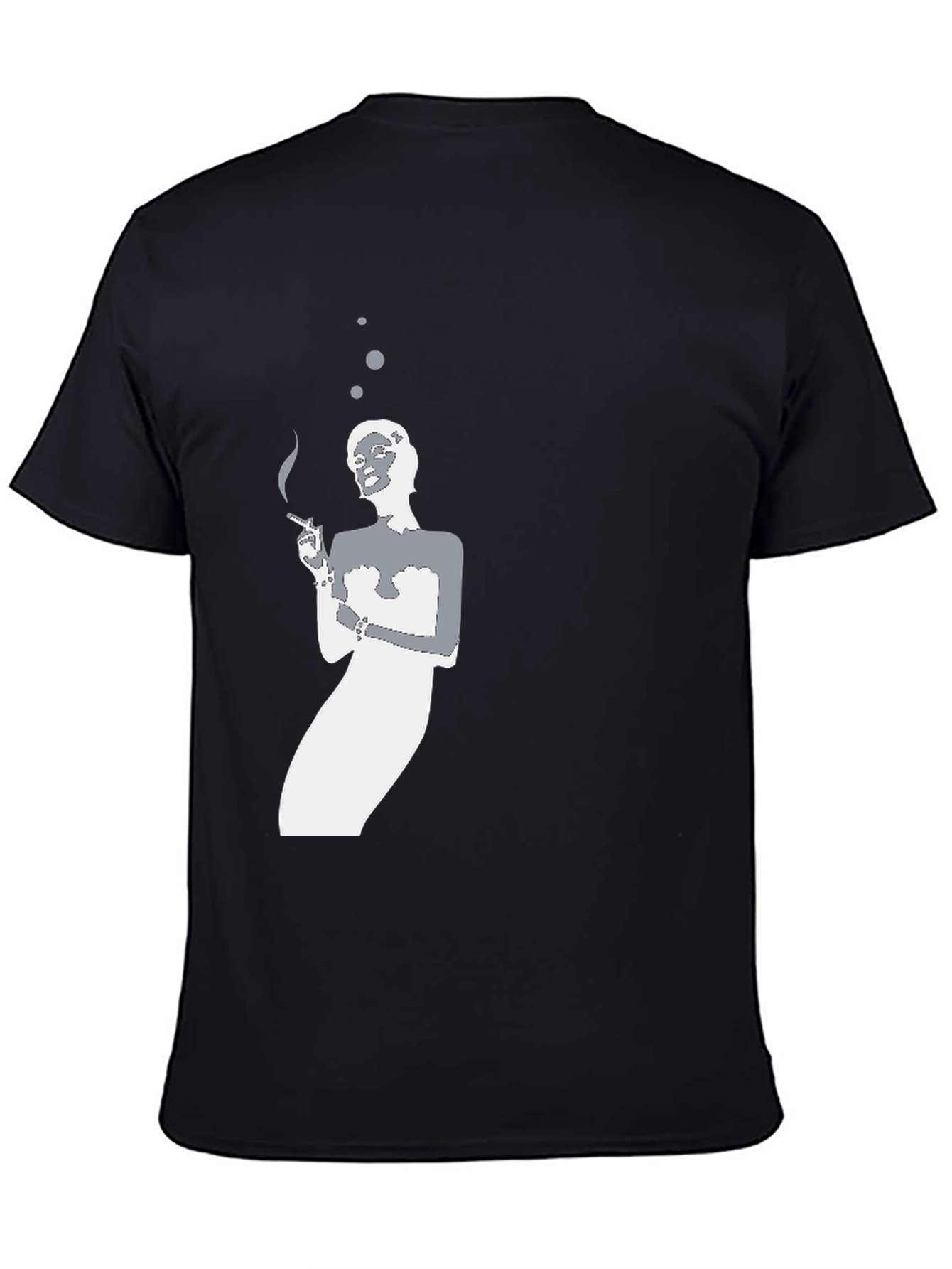 Smoking Silhouette Graphic Tee - Black Cotton T-Shirt