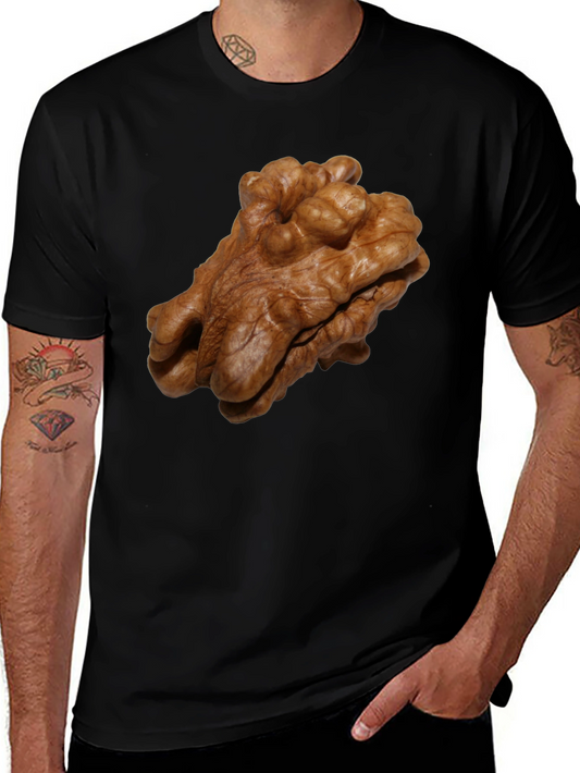 Walnut Print Black T-Shirt - Unique Nut Design