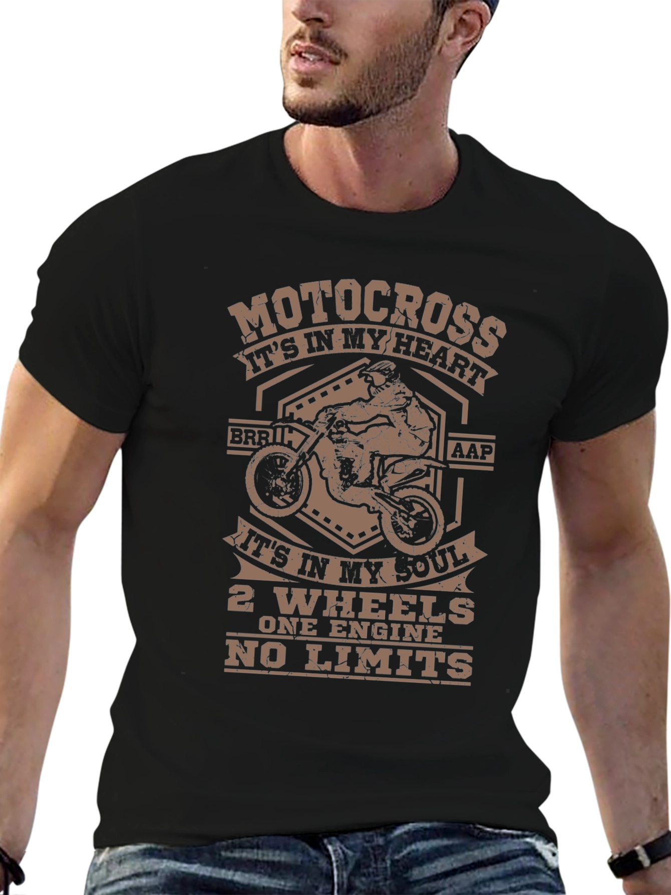 Motocross Black T-Shirt - Its In My Heart Design