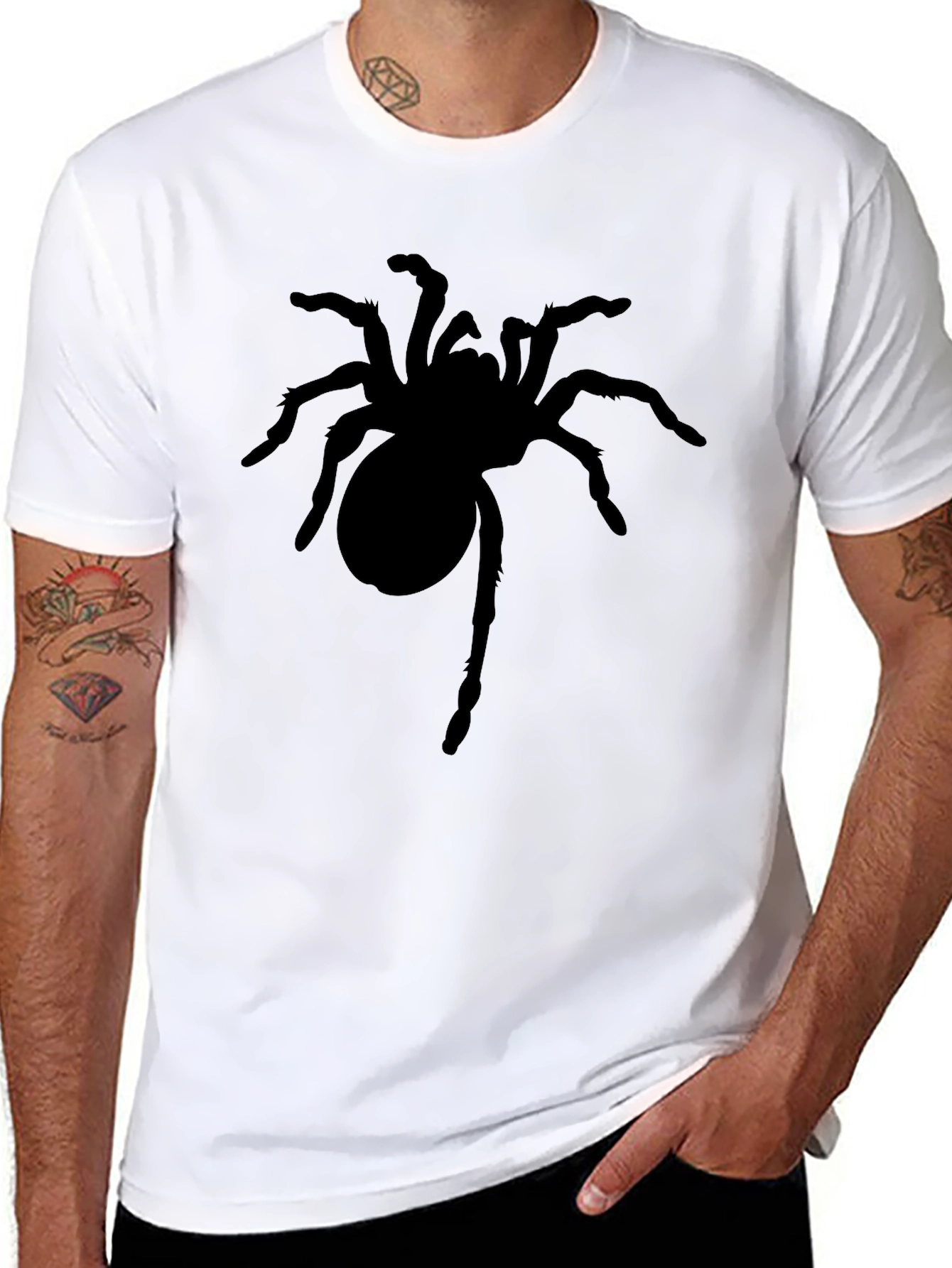 Mens Black Spider Graphic T-Shirt