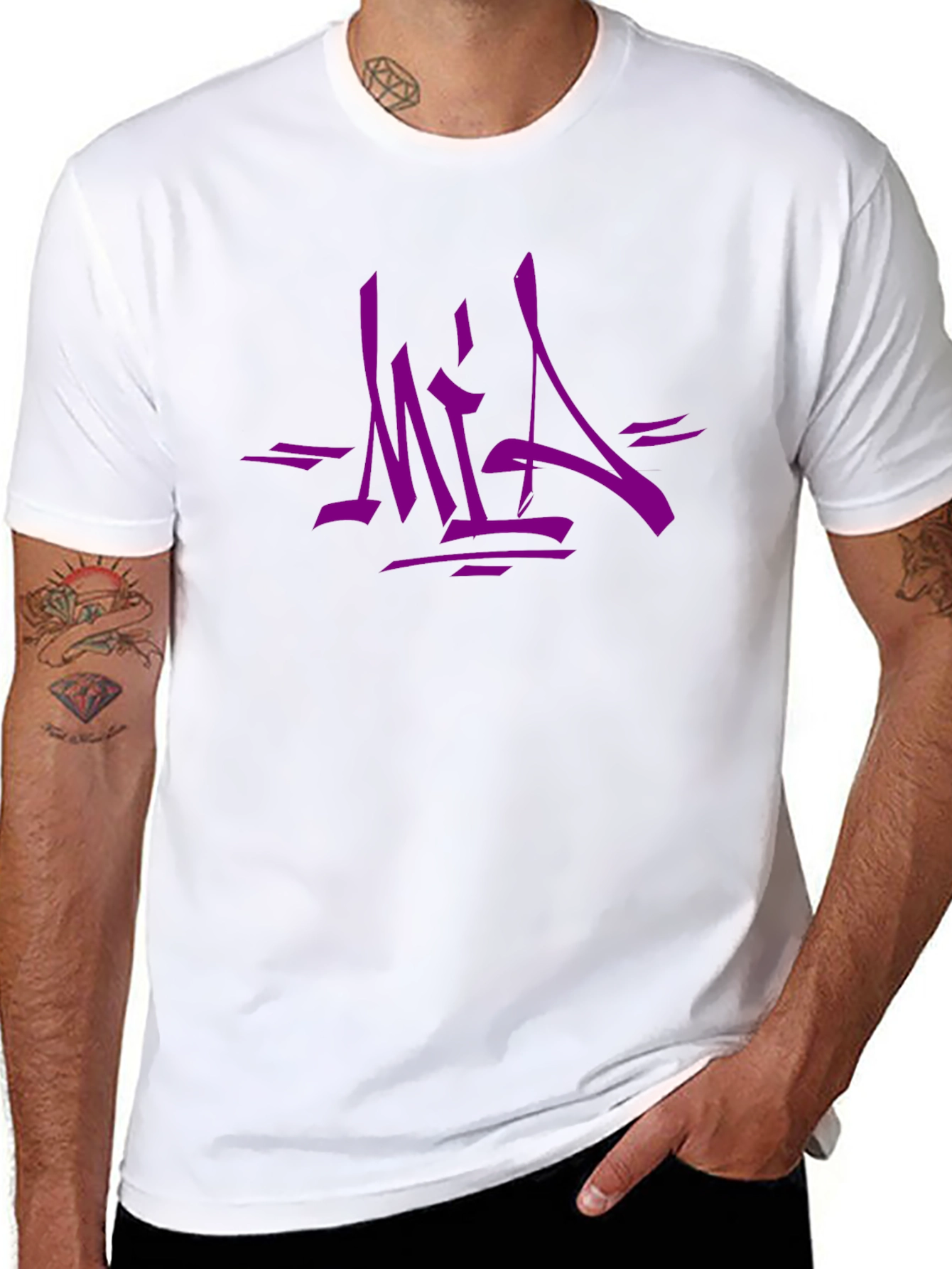 Urban Style Graphic Tee - Bold Purple MIA Design