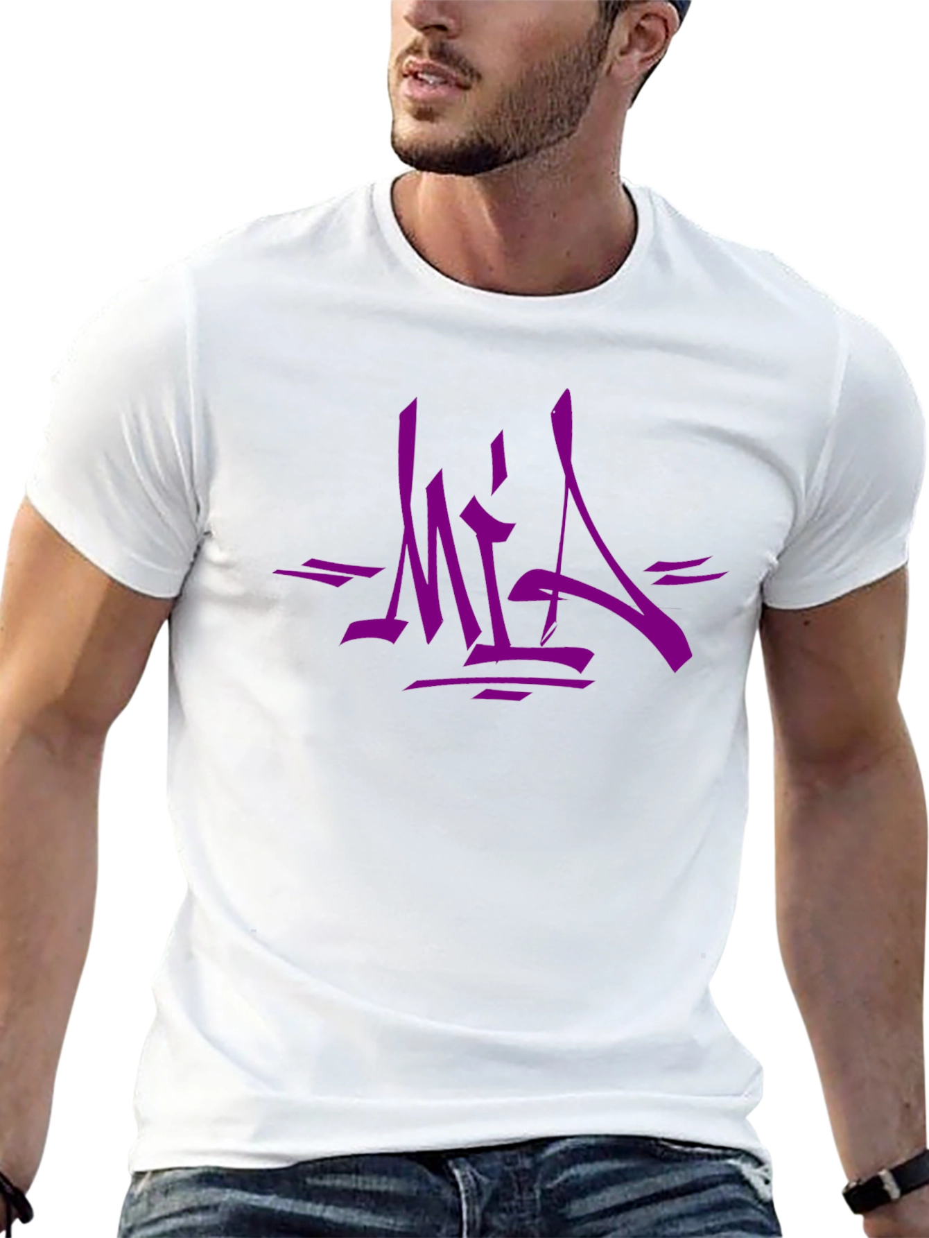 Urban Style Graphic Tee - Bold Purple MIA Design