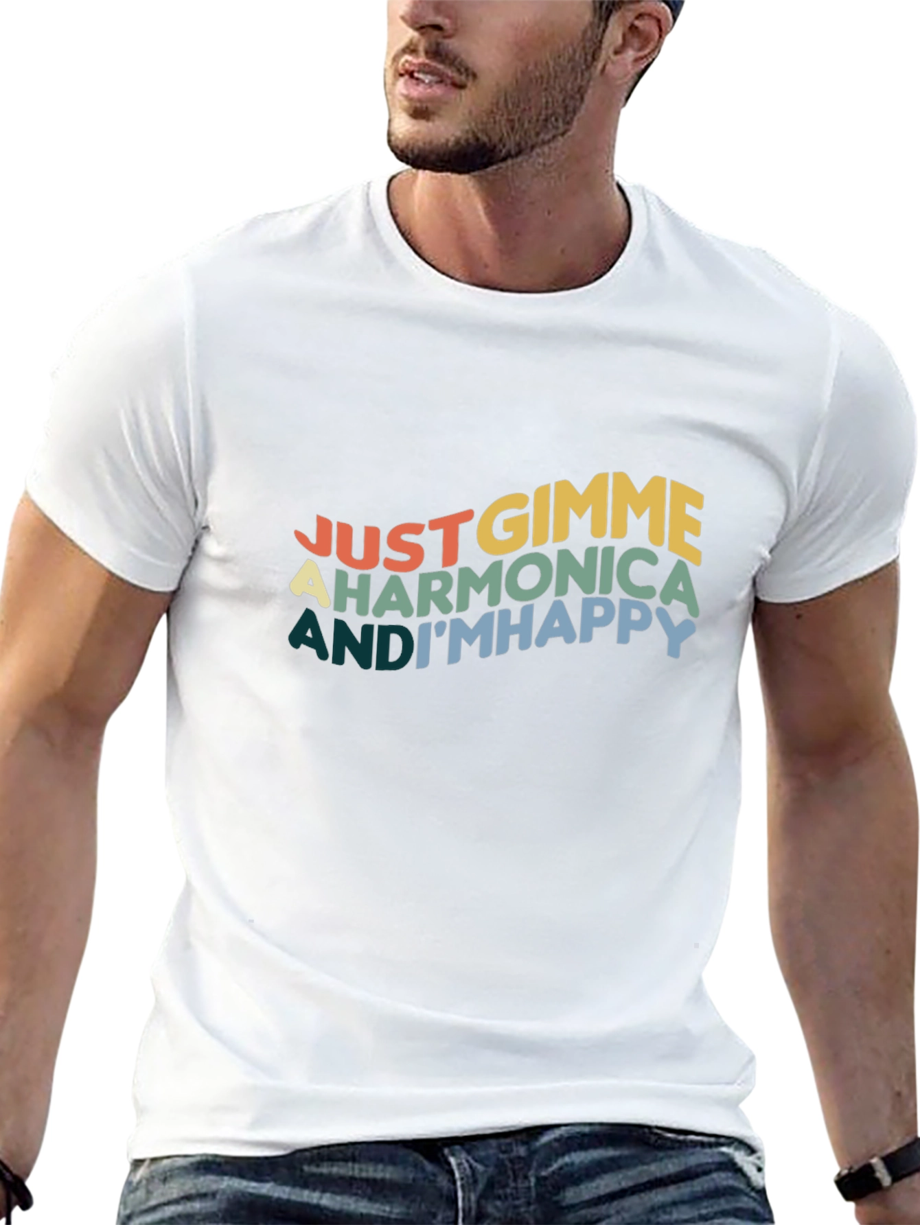 Just Gimme A Harmonica and Im Happy T-Shirt