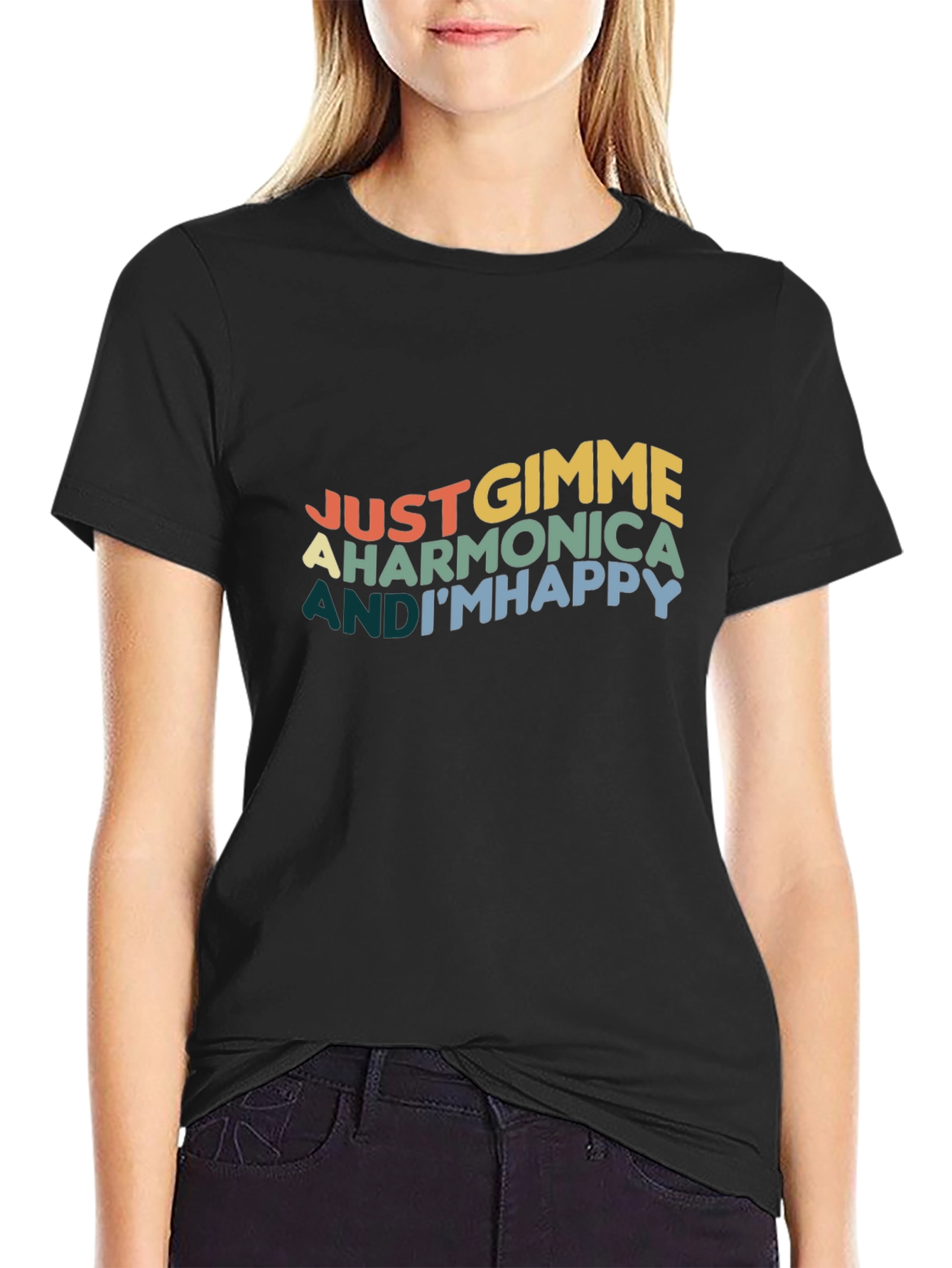 Just Gimme A Harmonica and Im Happy T-Shirt
