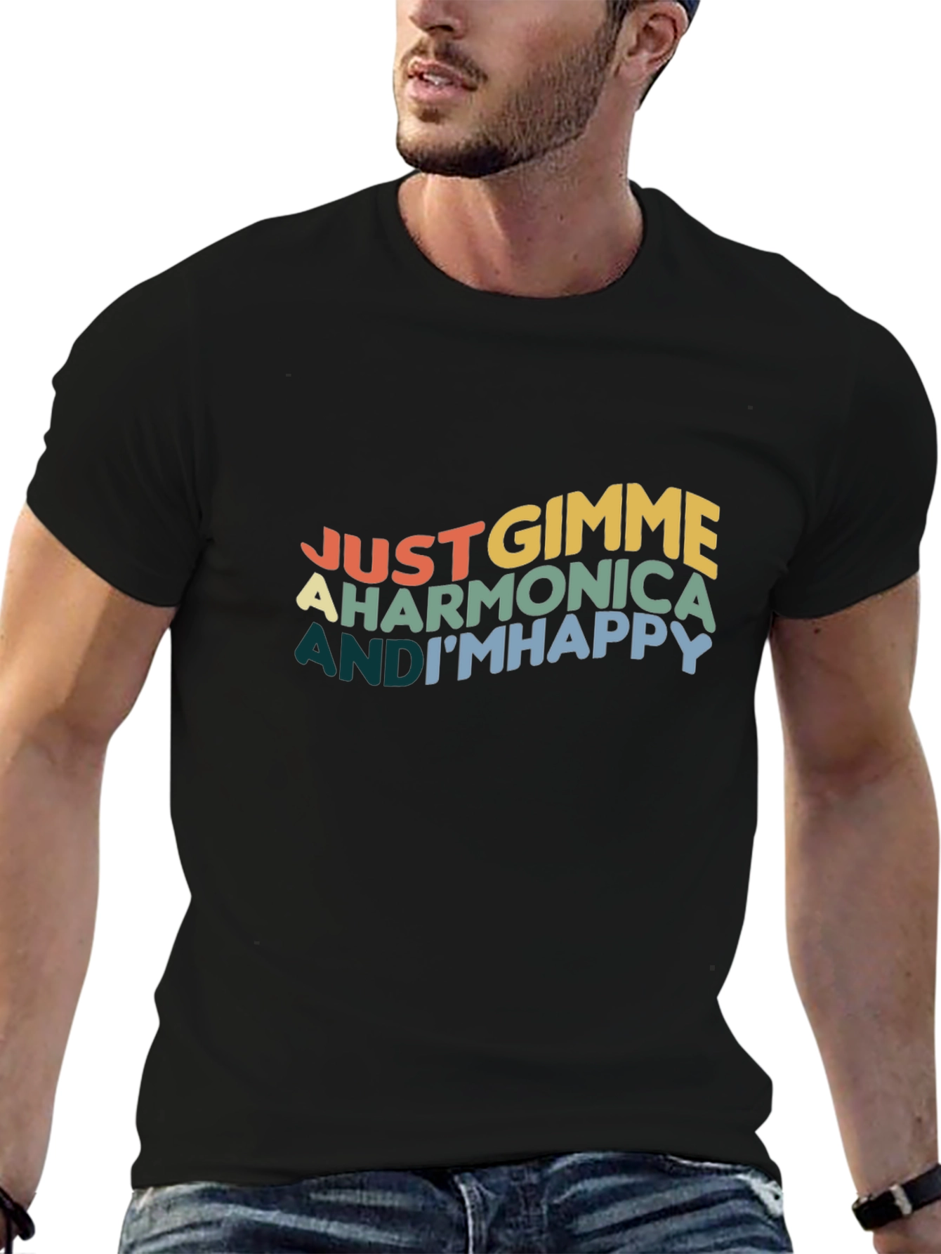 Just Gimme A Harmonica and Im Happy T-Shirt