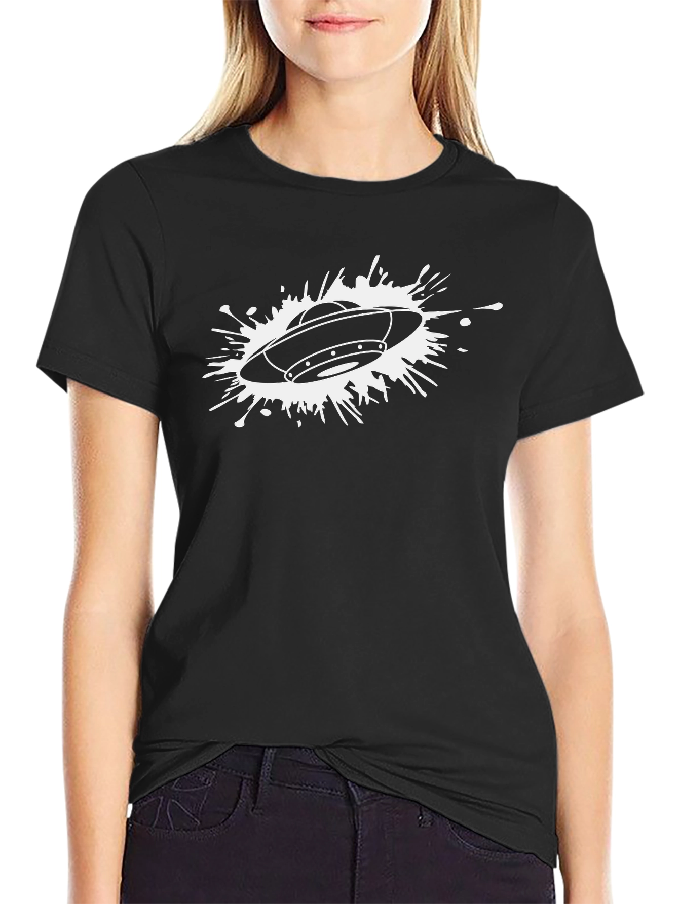 UFO Splash Graphic Tee - Black Cotton Blend