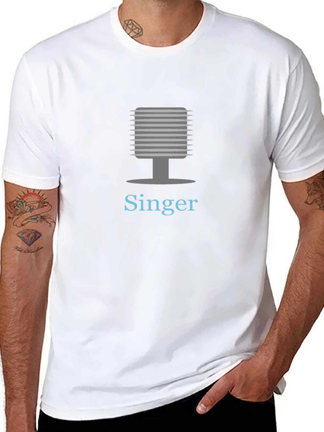 Singer Microphone Graphic Tee - Black Cotton