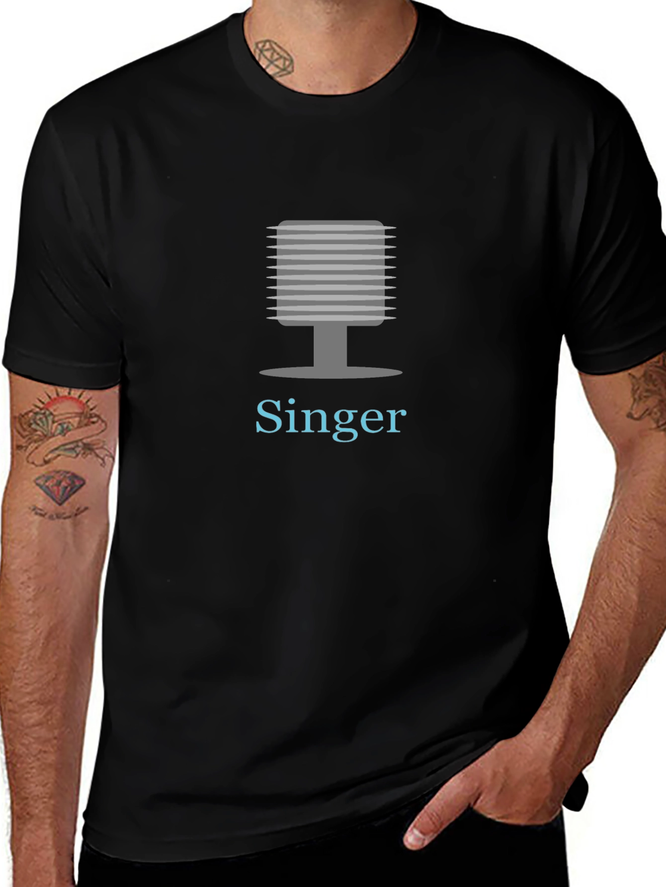 Singer Microphone Graphic Tee - Black Cotton