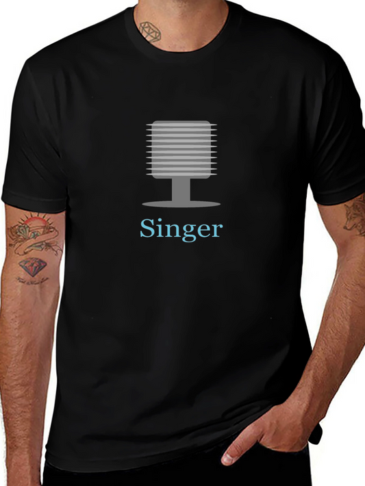 Singer Microphone Graphic Tee - Black Cotton