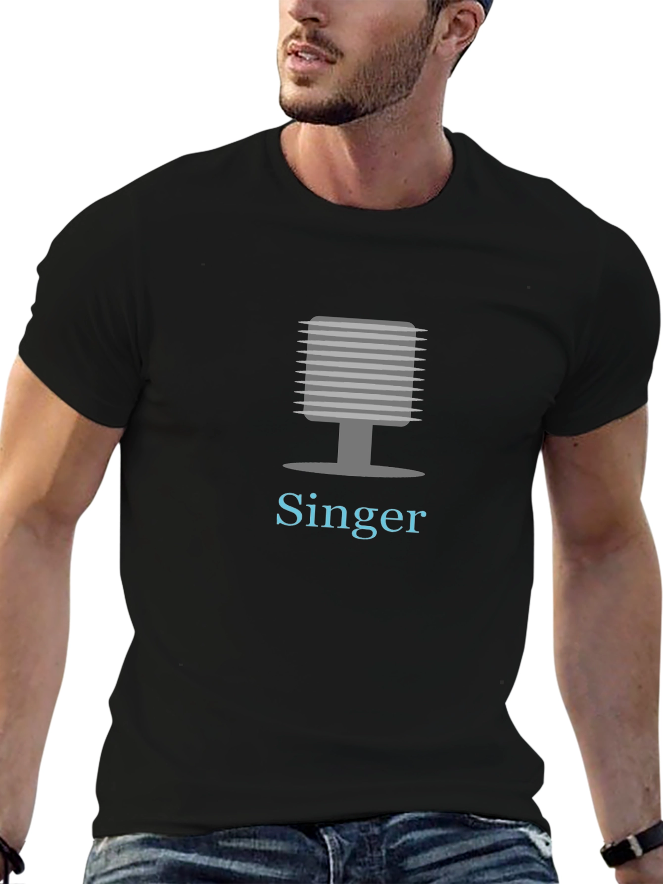 Singer Microphone Graphic Tee - Black Cotton