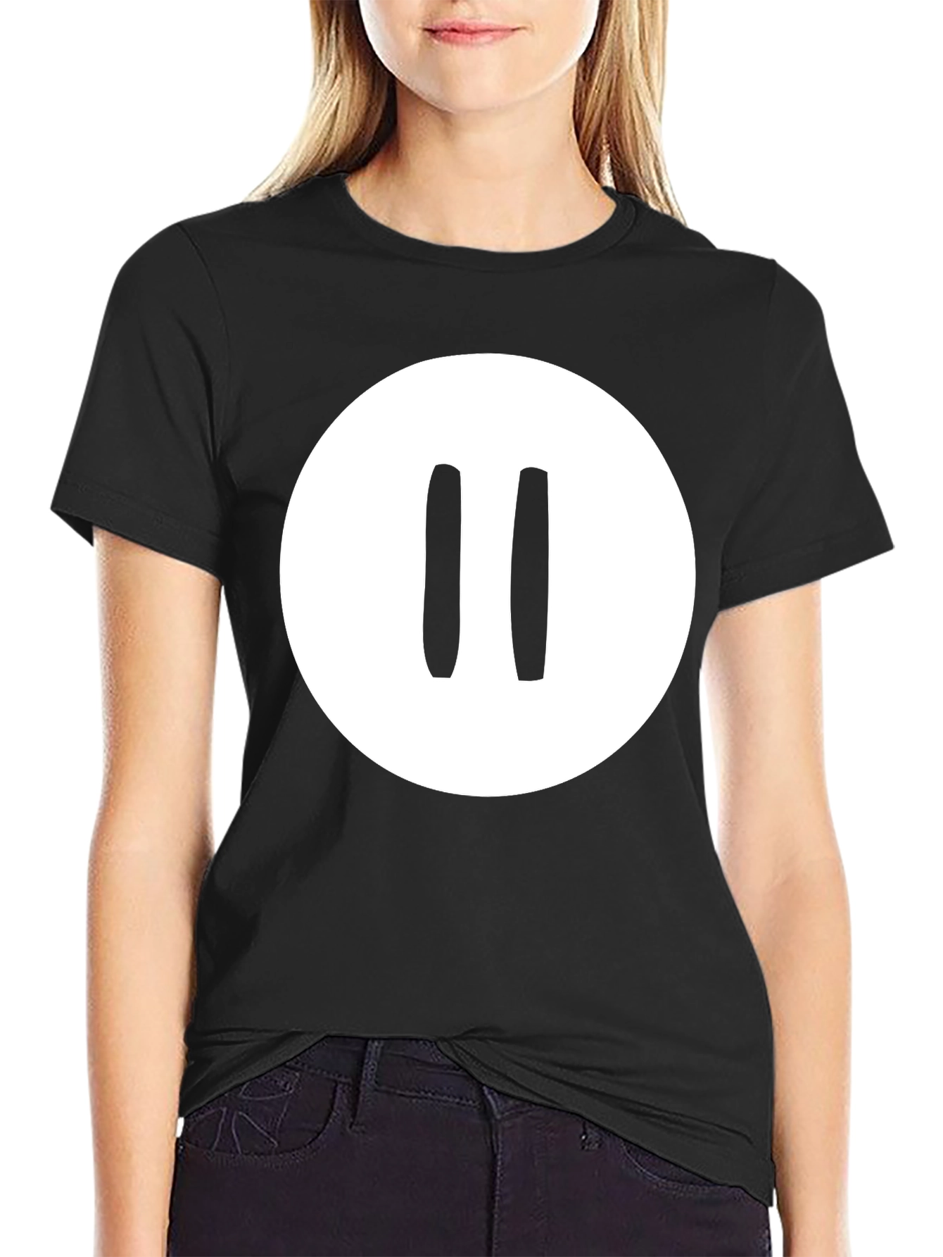 Pause Button Graphic Tee - Black Casual Shirt