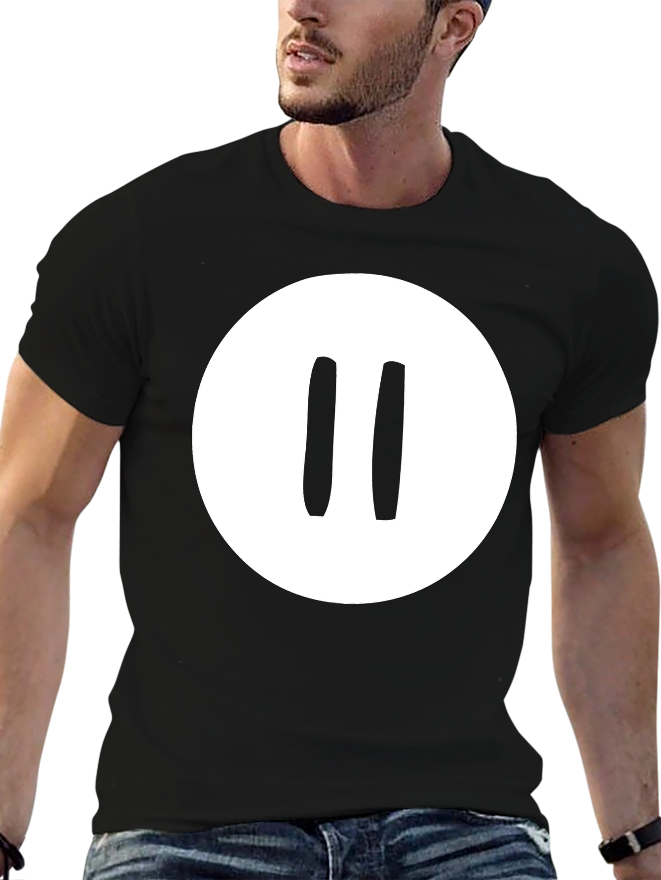 Pause Button Graphic Tee - Black Casual Shirt