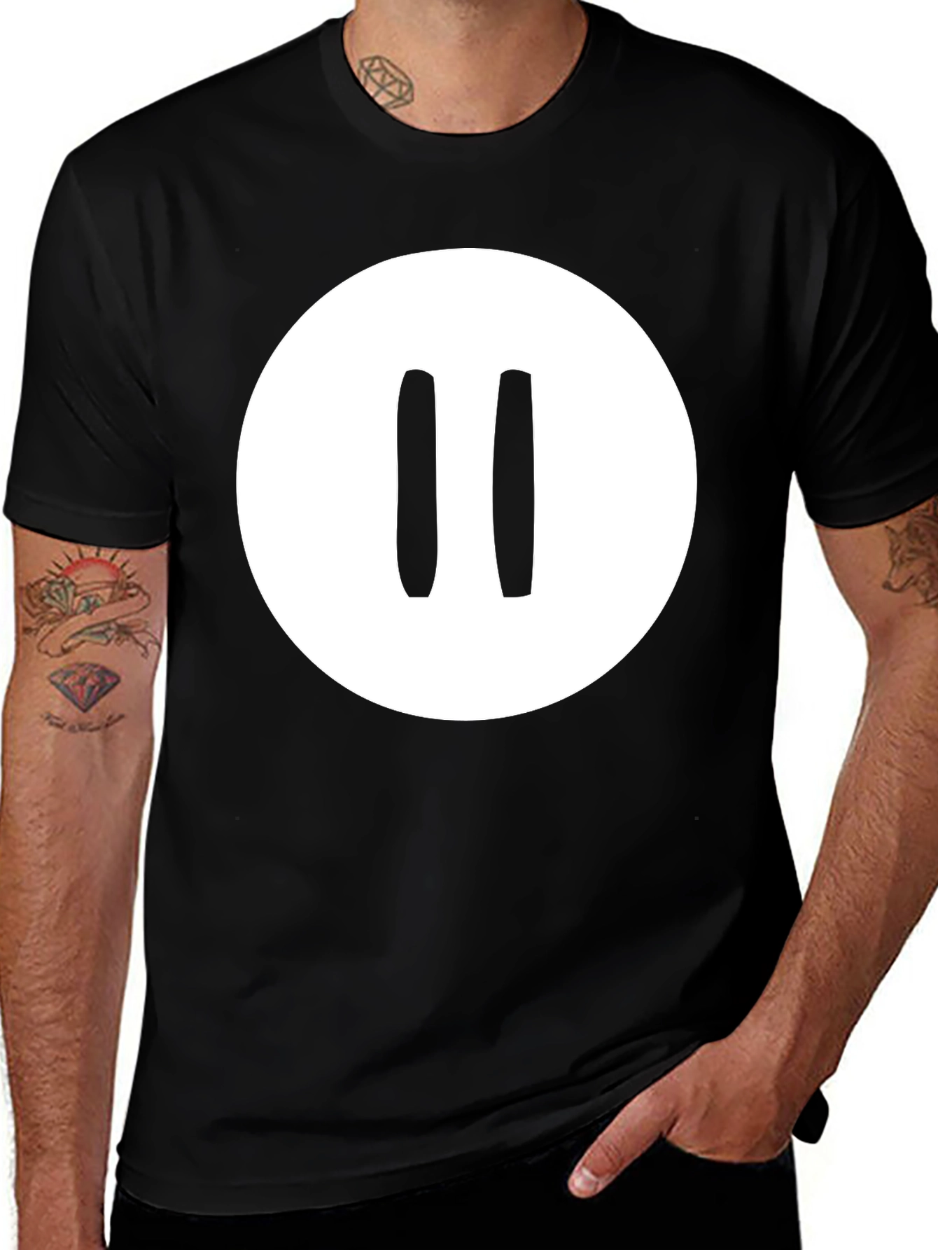 Pause Button Graphic Tee - Black Casual Shirt