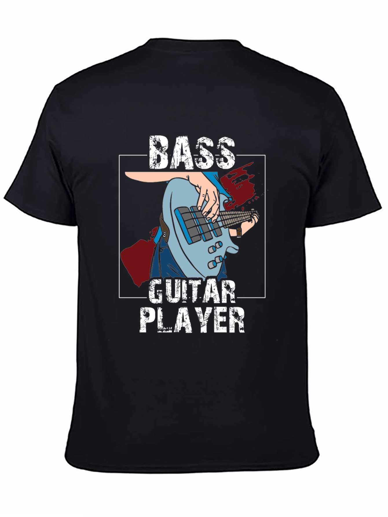 Bass Guitar Player Graphic T-Shirt - Black