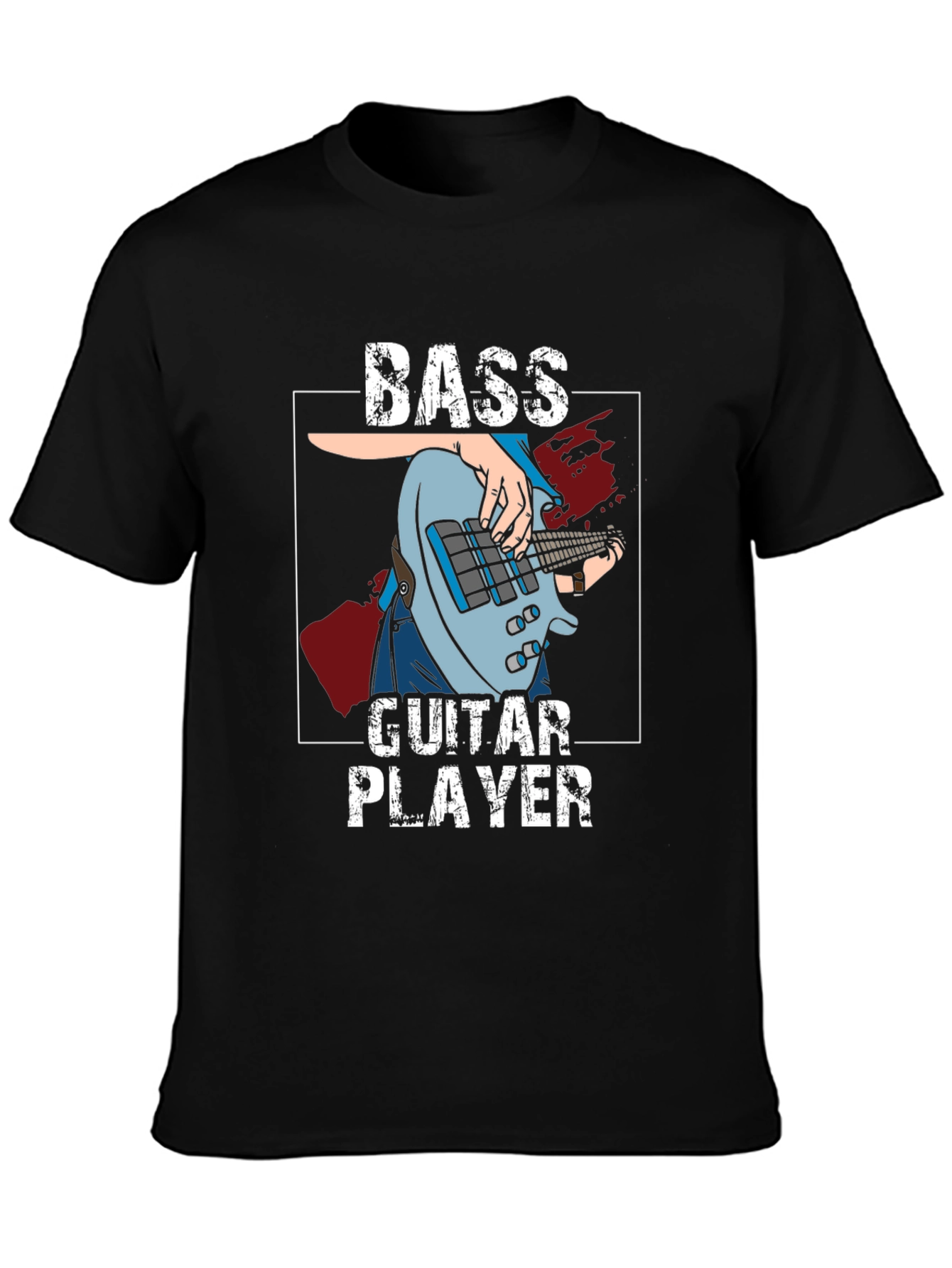 Bass Guitar Player Graphic T-Shirt - Black
