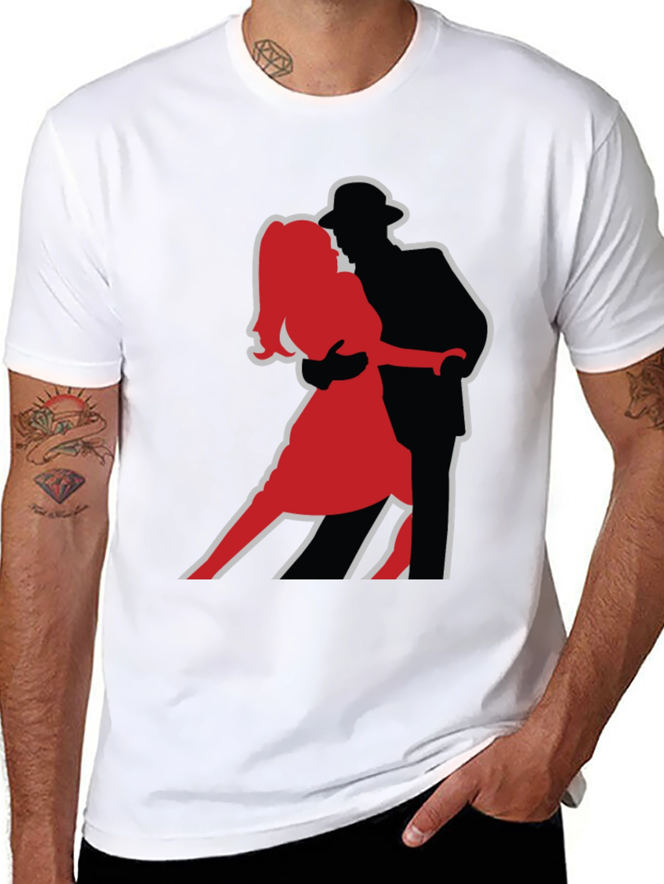 Dancing Duo Graphic T-Shirt - Black
